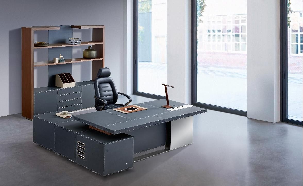 Büromöbel-Set Eleganter Eckschreibtisch mit Aktenschrank und modernen Schränken