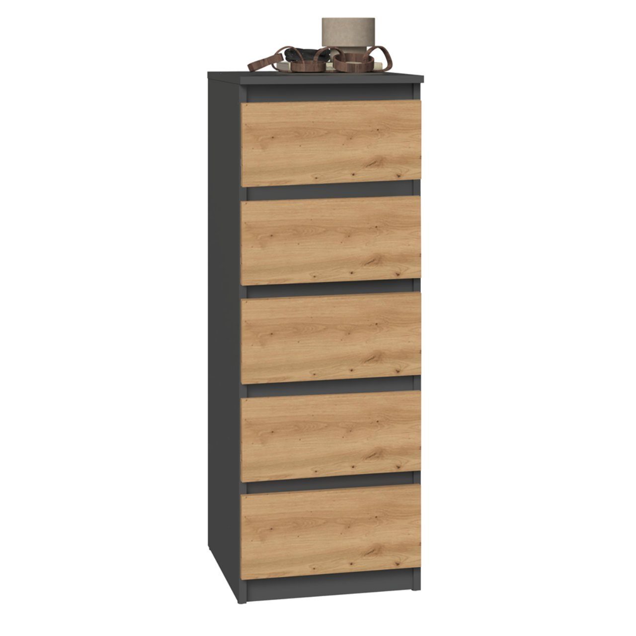 ibonto Hochkommode Große 5-Schubladen-Kommode Stilvoller Mehrzweckschrank Minimalistisch