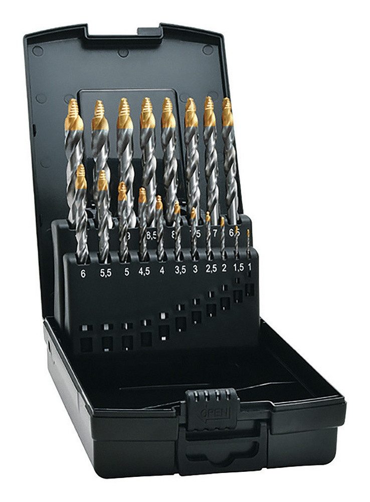 Exact Spiralbohrer, Spiralbohrersatz HSS-G STEPTECH, 19-teilig DIN338 118° Spitzenwinkel