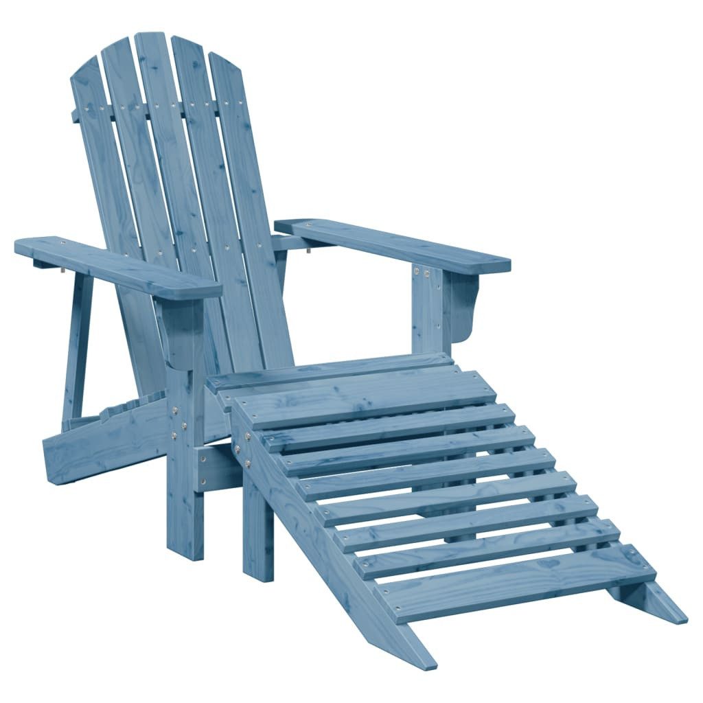Gartenstuhl Adirondack-Stuhl mit Fußstütze Blau Massivholz Tanne
