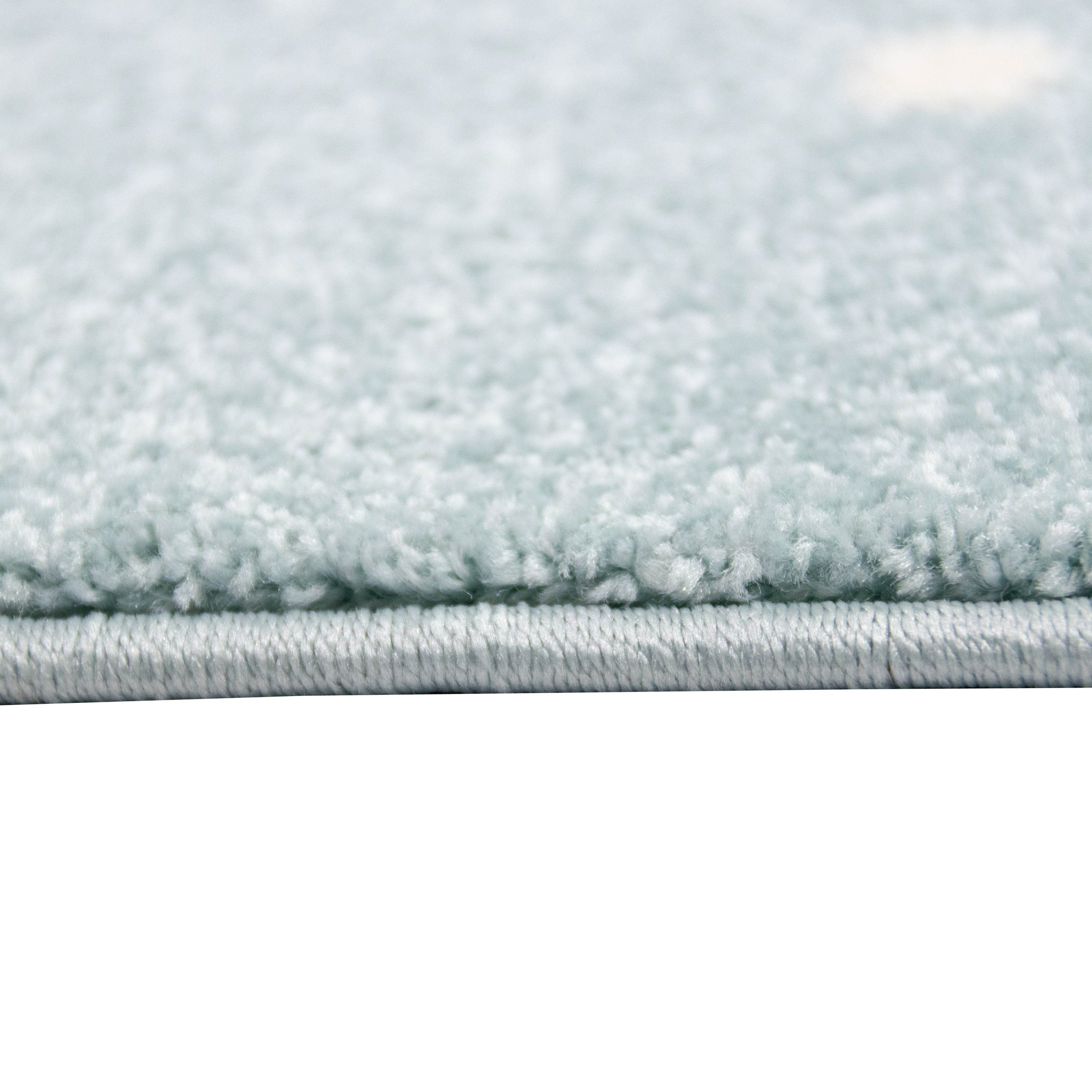 TeppichHome24 Kinderteppich Teppich für Kinder mit Wolken in Blau, rund, Höhe: 10 mm