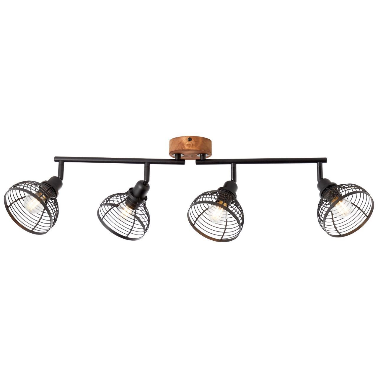 Brilliant Deckenleuchte Lampe, Avia, E1 Metall/Holz, D45, schwarz/holzfarbend, Avia 4flg Spotrohr 4x