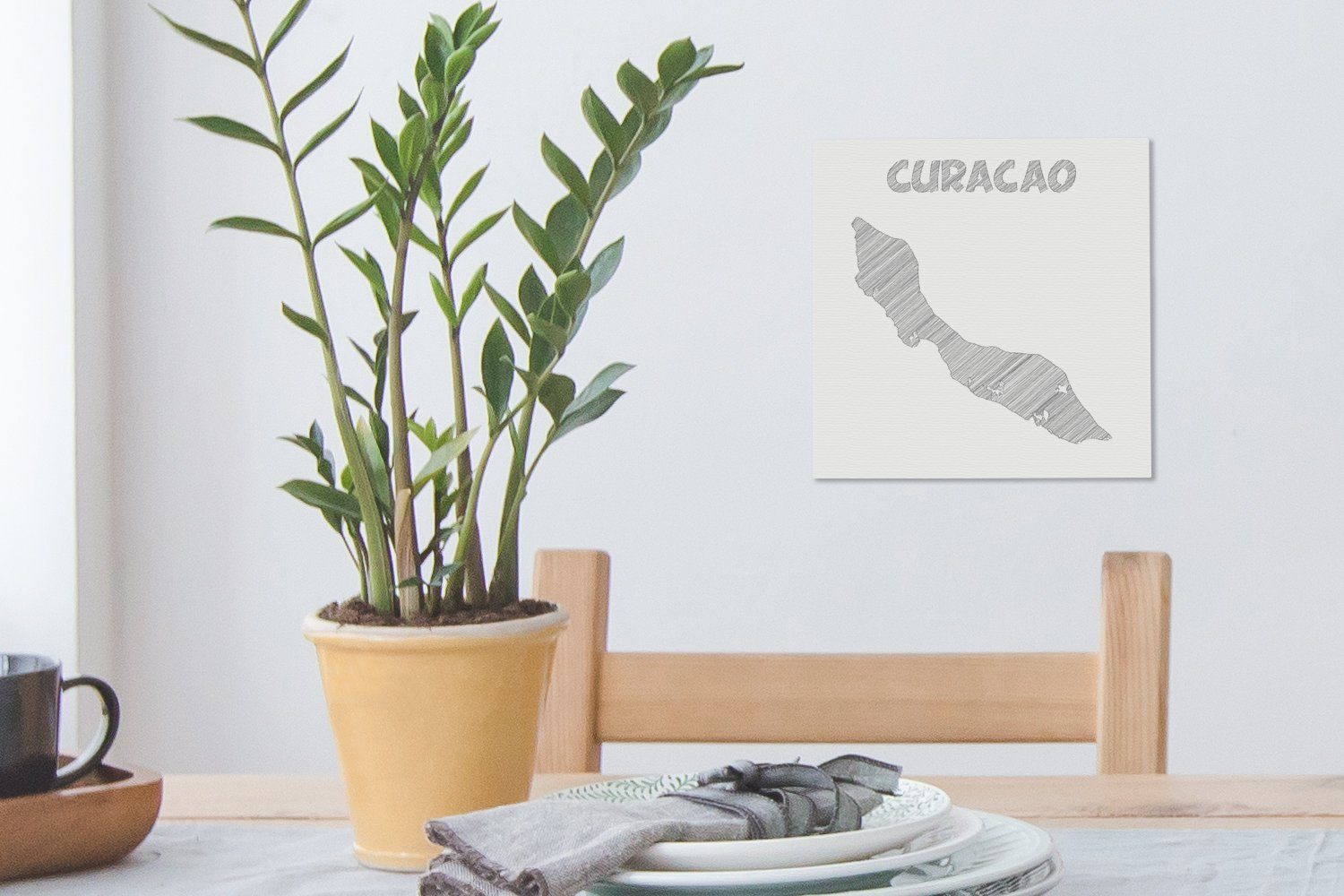 OneMillionCanvasses® Leinwandbild Illustration einer Skizze Curaçao Bilder von Wohnzimmer St), Leinwand Schlafzimmer (1 für in schwarz-weiß