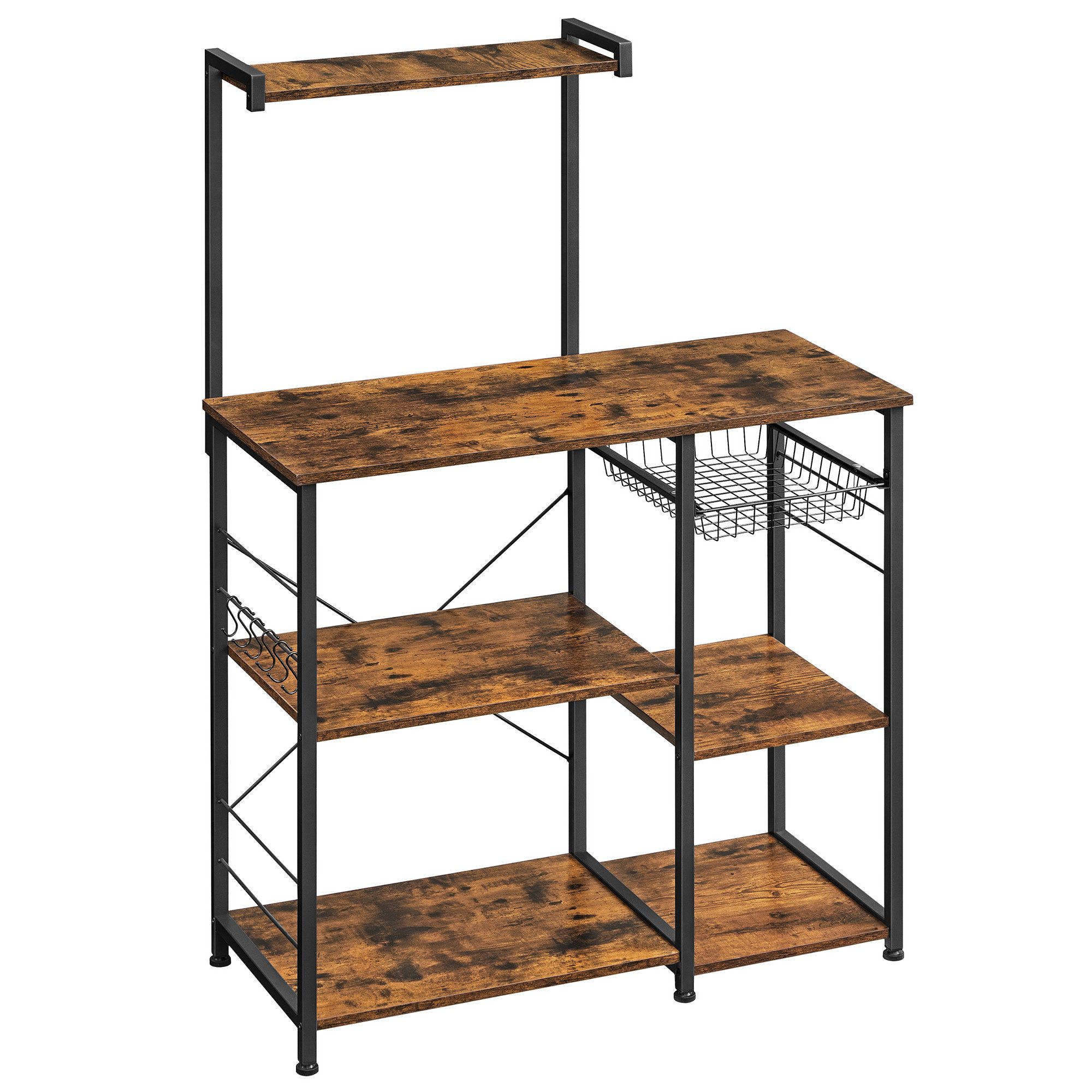 VASAGLE Küchenregal, Standregal mit 6 S-Haken, 40x 90 x 134 cm (T x B x H)