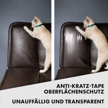 Sofaschoner Katzen Kratzschutz, Selbstklebende Kratzfolie, Trainingsklebeband Karat, Transparent, 15 m x 10 cm