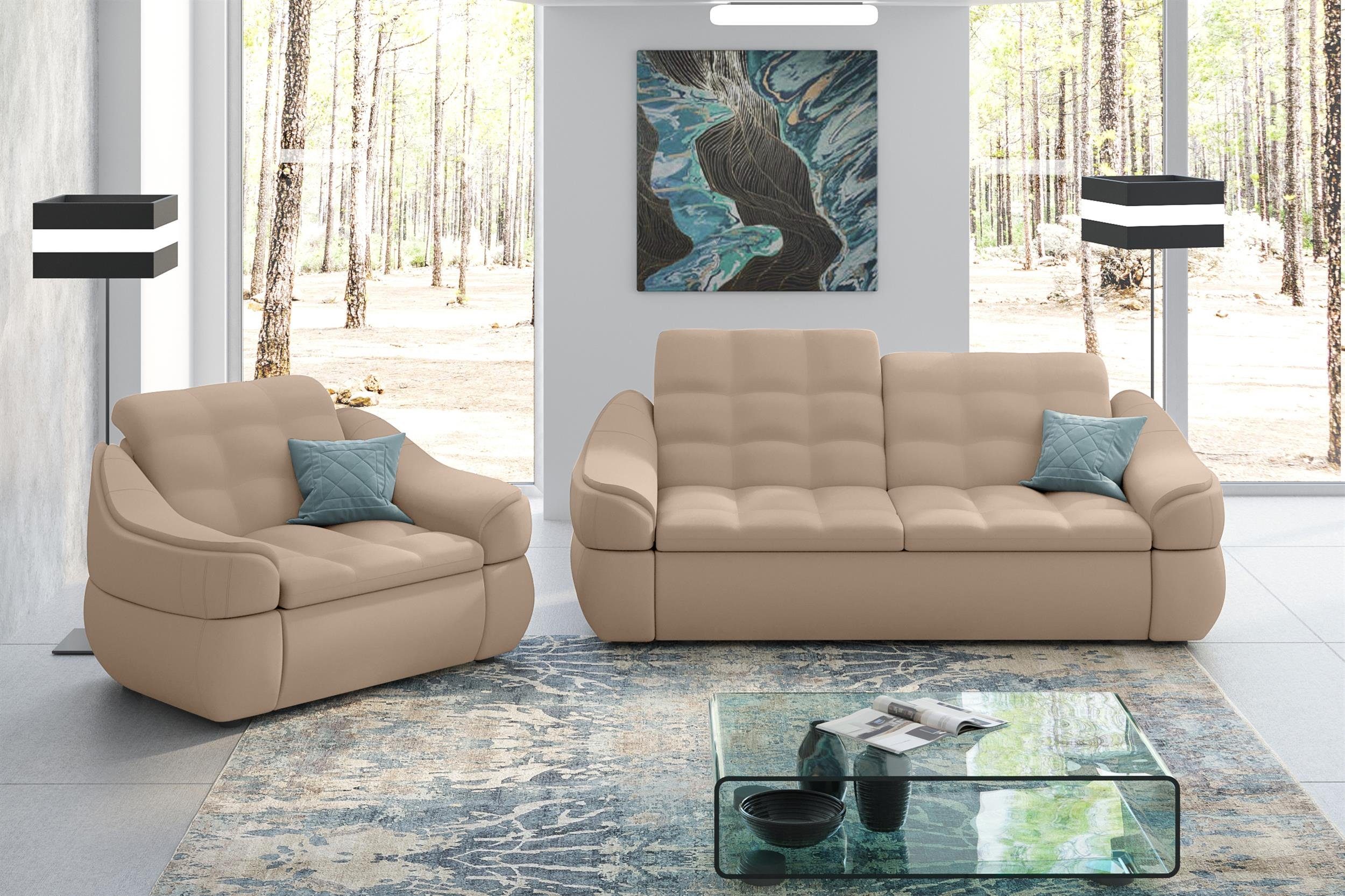 Stylefy Polstergarnitur Alisa, (Set (2-tlg), bestehend aus 2-Sitzer Sofa und Sessel, Modern Design, made in Europa