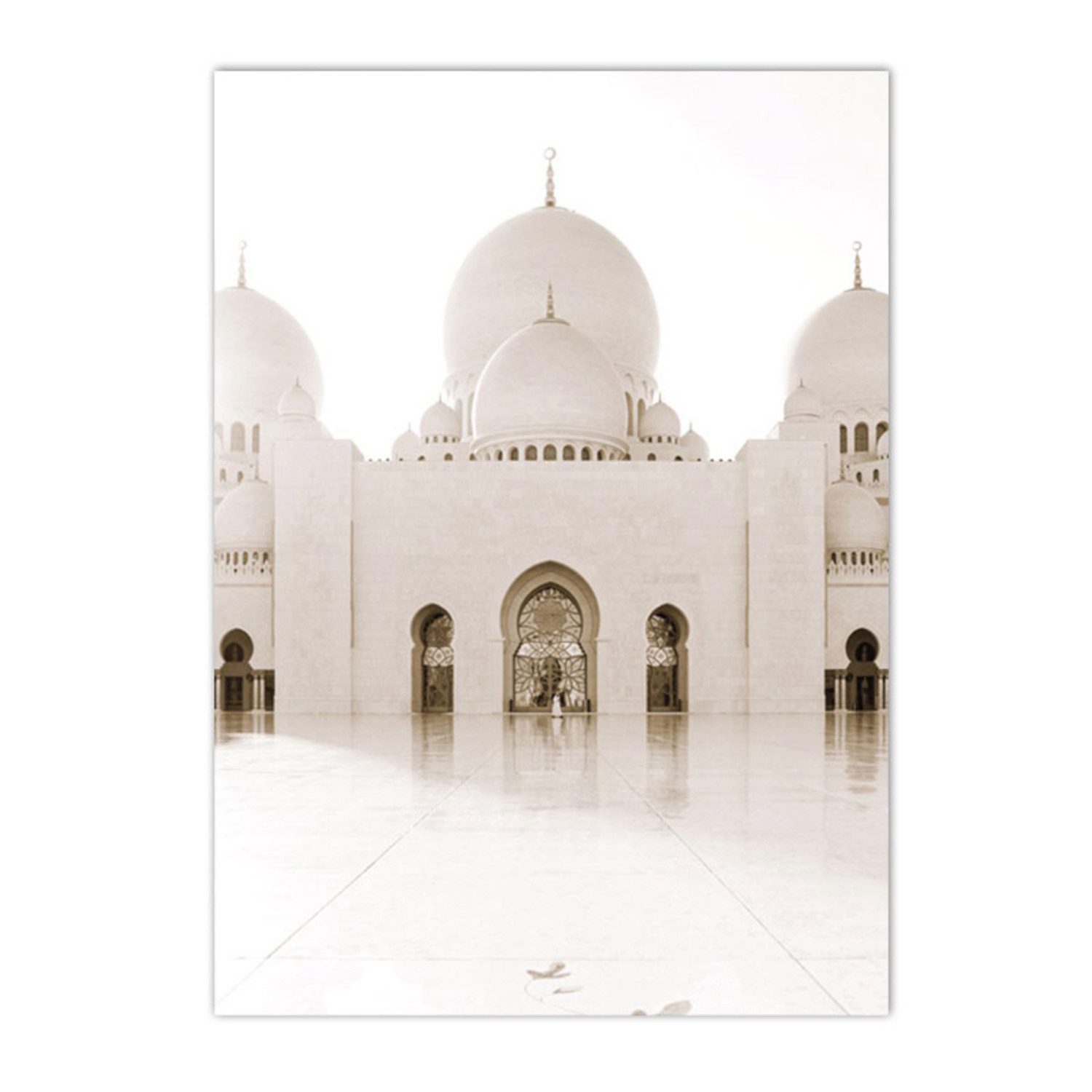 TPFLiving Kunstdruck OHNE RAHMEN, Nordic Art - Islamische Kunst - Marokko, Moschee, Pampas Gras - (Leinwandbild XXL), Farben: Farben: Beige, weiß - Größe: 13x18cm