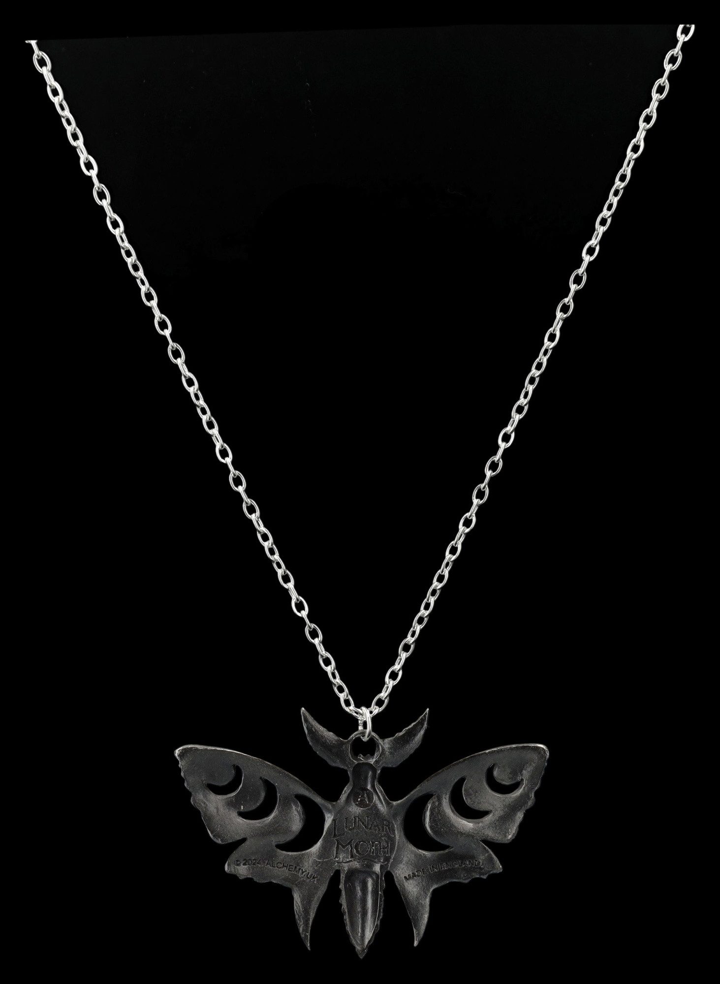 Figuren Shop GmbH Kette mit Anhänger Alchemy England Kette – Gothic Mond-Motte Anhänger mit Perlmutt 50 cm