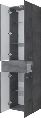 Saphir Hochschrank Quickset 945 Badschrank, 50 cm breit, 4 Türen, 1 Schublade Badezimmer-Hochschrank inkl. Türdämpfer, Griffe in Chrom glänzend