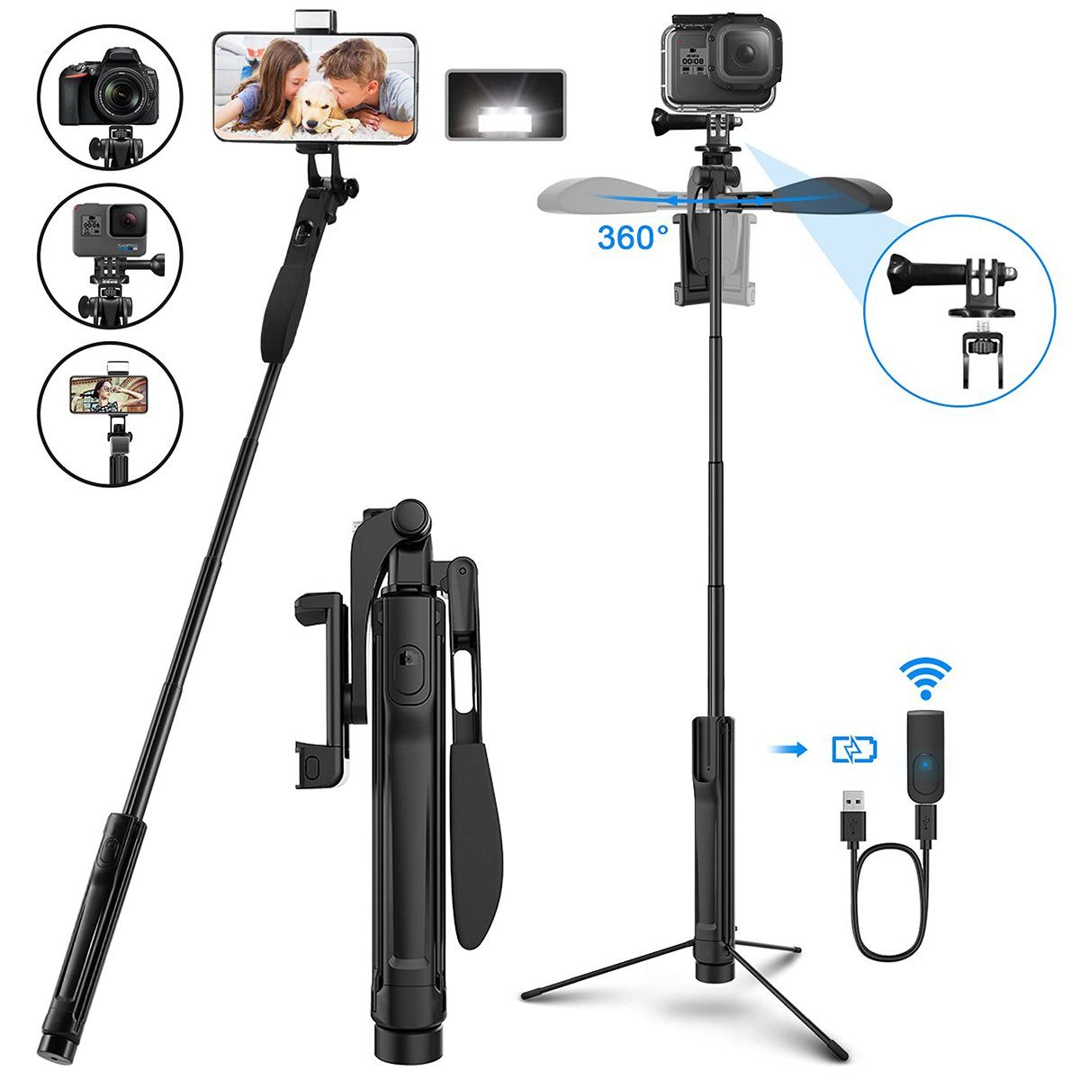 ELEGIANT »EGS-07« Selfiestick (21-83cm Bluetooth Selfie Stick mit Stativ  Fernbedienung Handyständer tragbar Kameras Selfiestick) online kaufen | OTTO