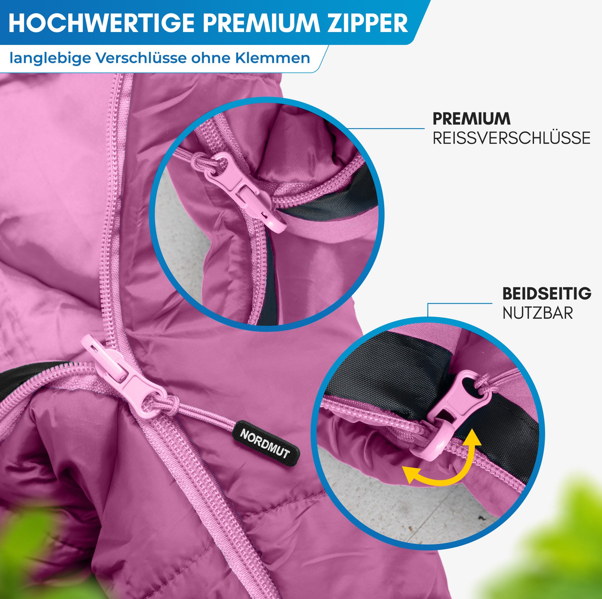 Nordmut Mumienschlafsack für Kinder mitwachsend, 3 Jahreszeiten, Camping Outdoor, leicht, warm (Spar-Set, 1 tlg., Nordmut Bukke + Kompressionsbeutel + Sticker), atmungsaktiv, wasserabweisend, kleines Packmaß, 2-Wege-Reißverschluss