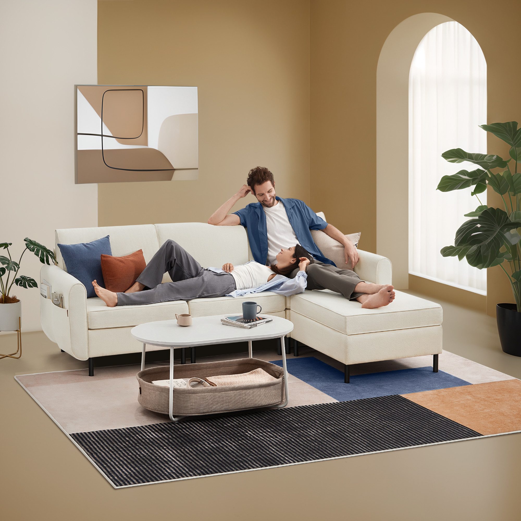 VASAGLE Ecksofa, 4 Teile, Modulares Sofa, günstig online kaufen