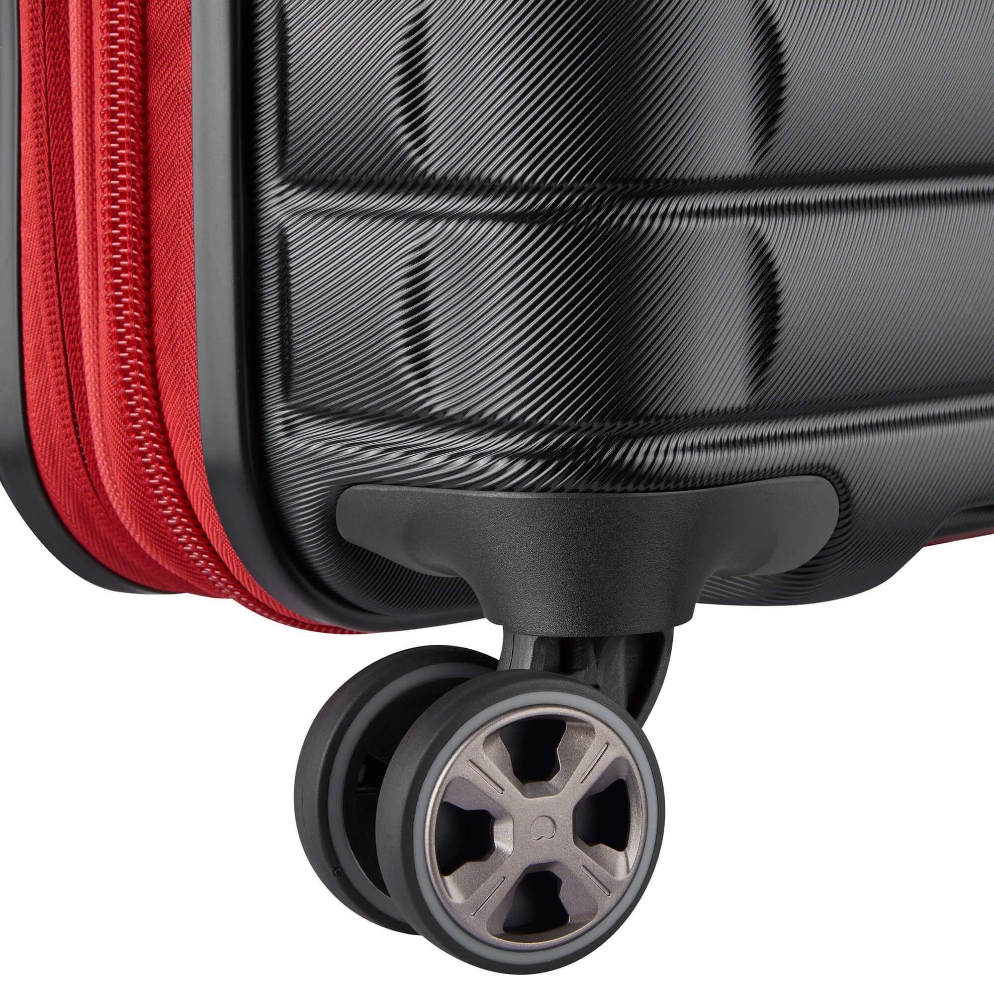 Shadow USB 5.0 Handgepäck-Trolley schwarz/rot 4 Delsey Rollen 55 cm, 4-Rollen-Kabinentrolley - Rollen