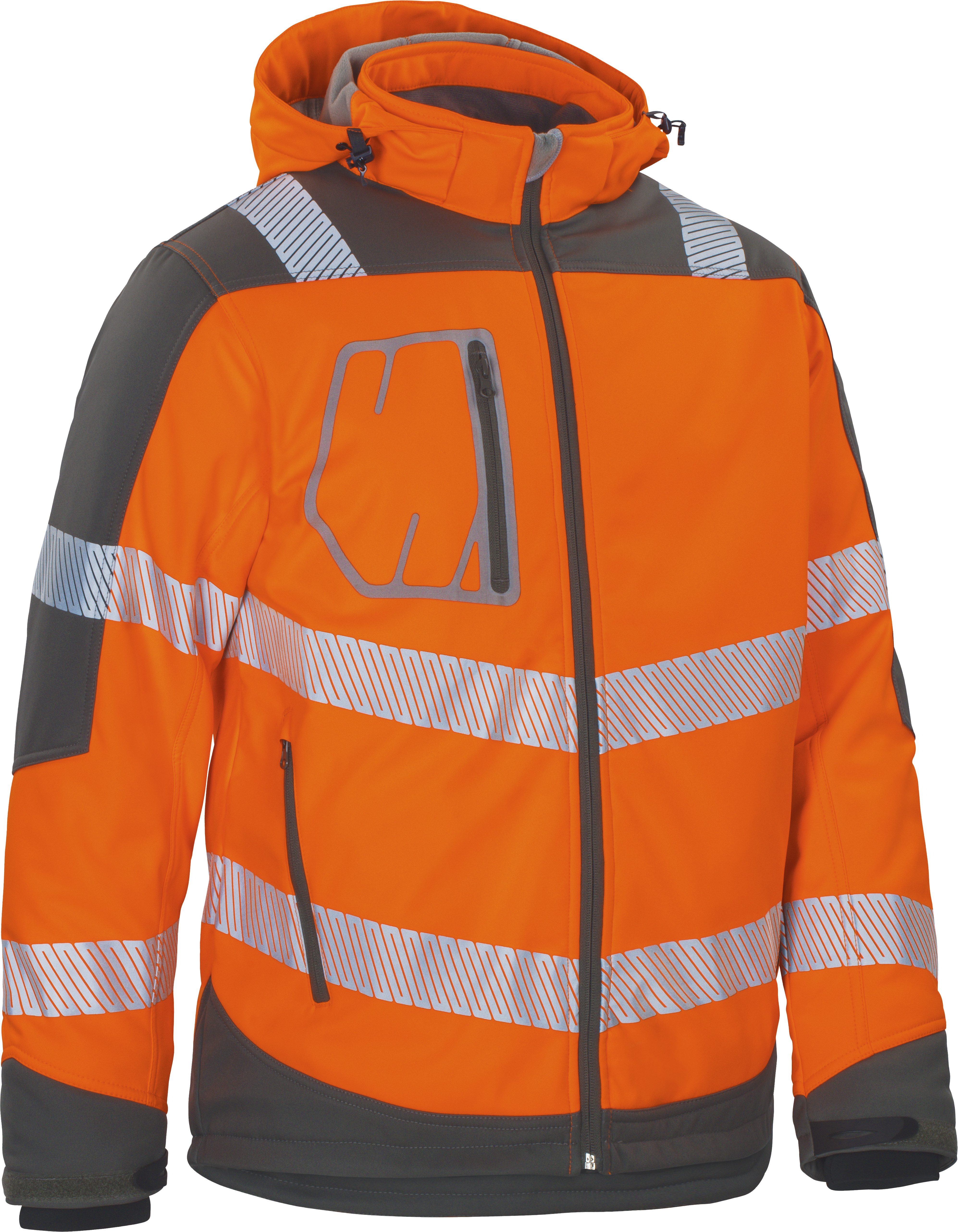 vizwell Softshelljacke Herren Warnschutz Winter-Softshelljacke Arbeitsjacke mit Kapuze robust, wärmend und zertifiziert