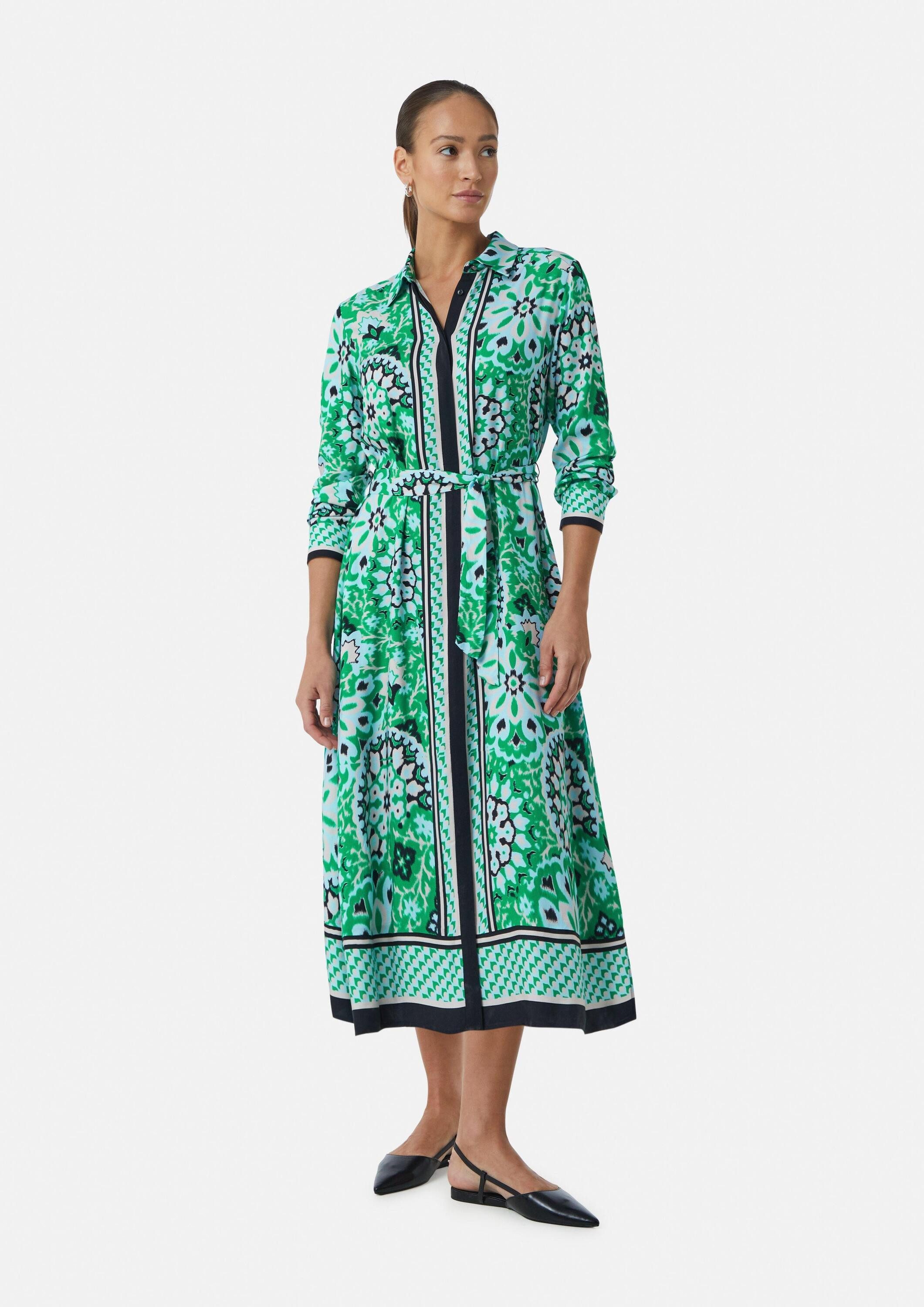 comma Midikleid Kleid Midi-Kleid mit verdeckter Knopfleiste und All-over-Pr günstig online kaufen