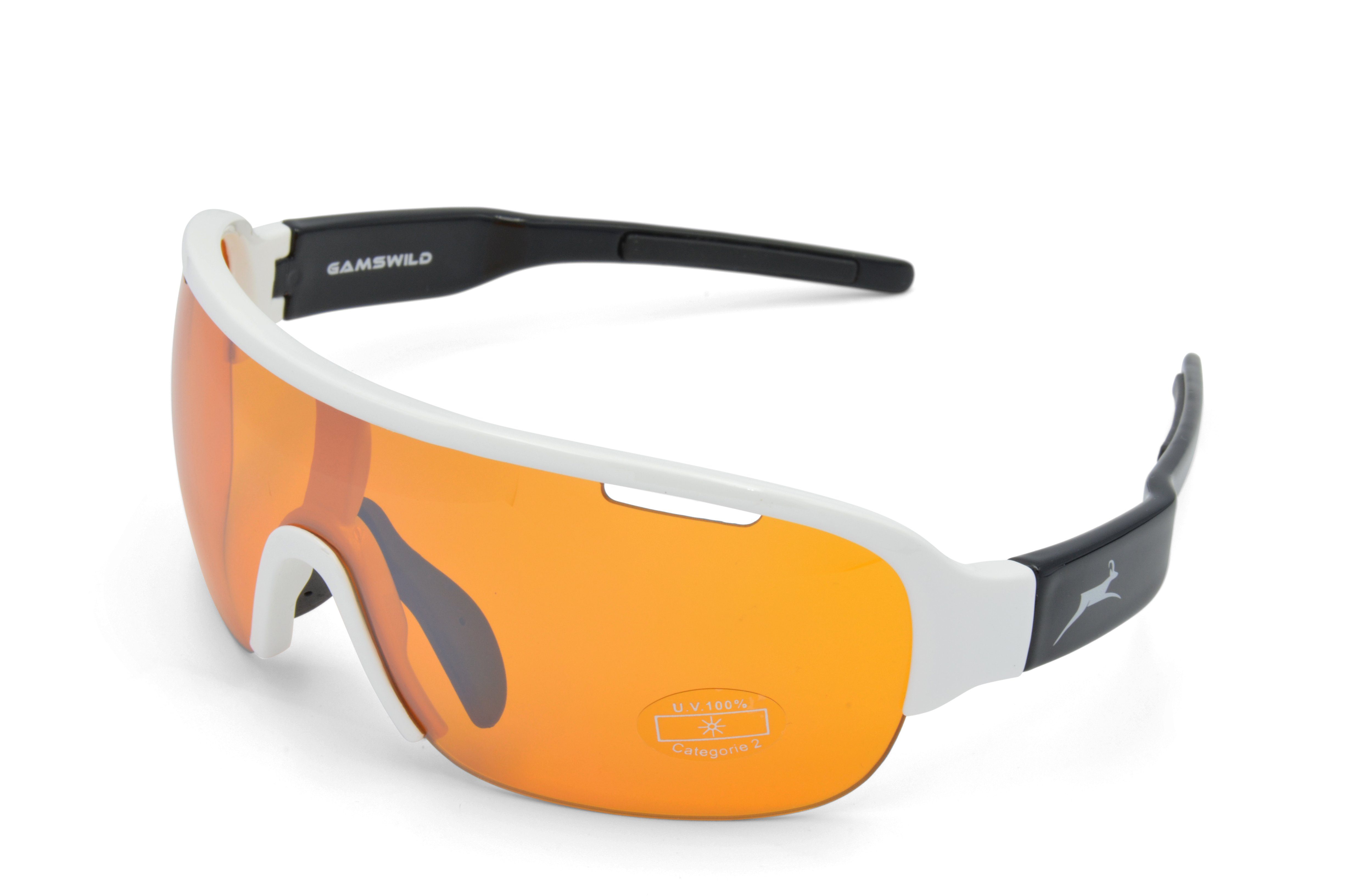 Herren Gamswild Skibrille TR90 Unisex, Sonnenbrille schwarz, WS8434 Sportbrille weiß, Fahrradbrille blau, Damen