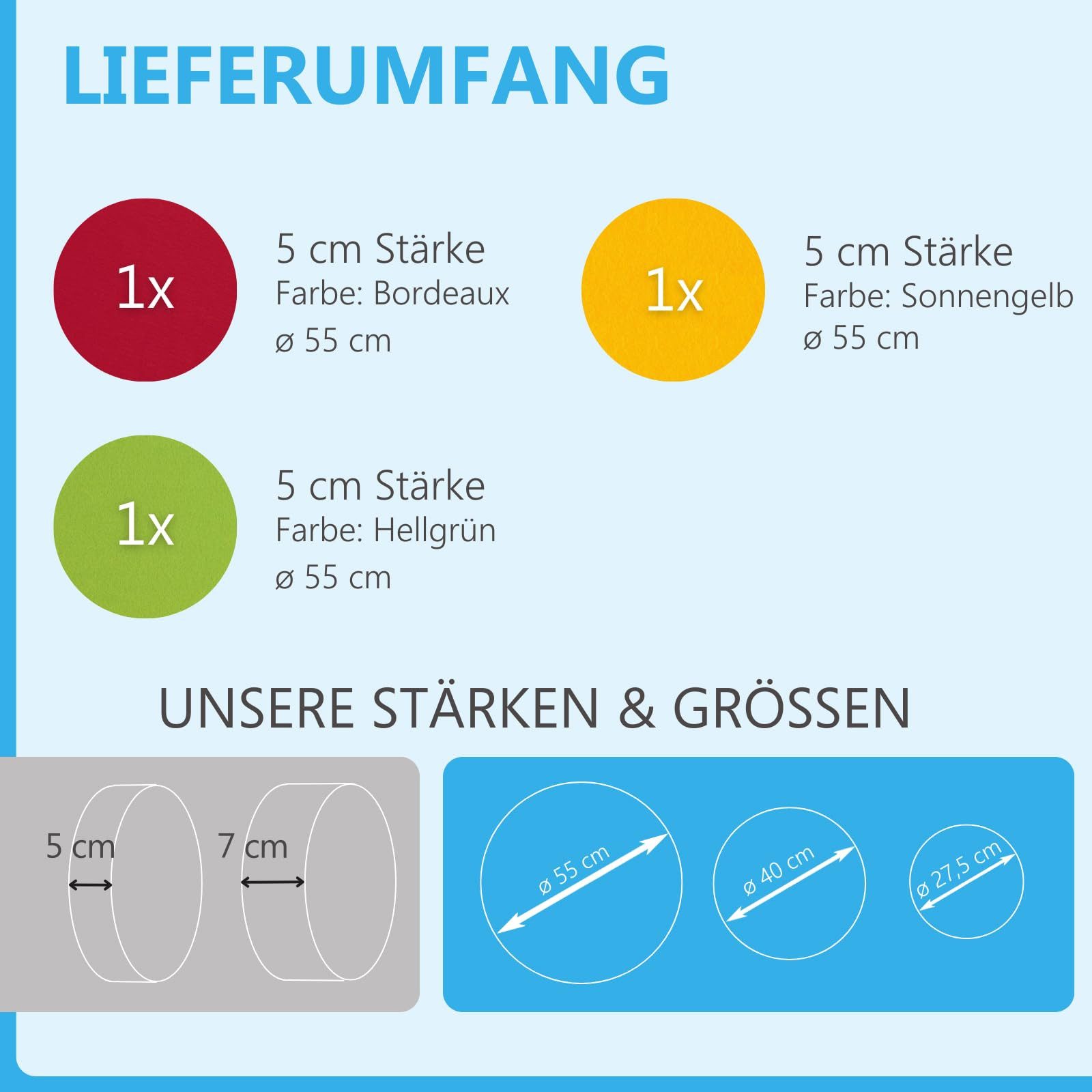 platino24 Wandpaneel 3 Akustik Schallabsorber aus Basotect ® G+ / Kreis Ø 55 cm Multicolore