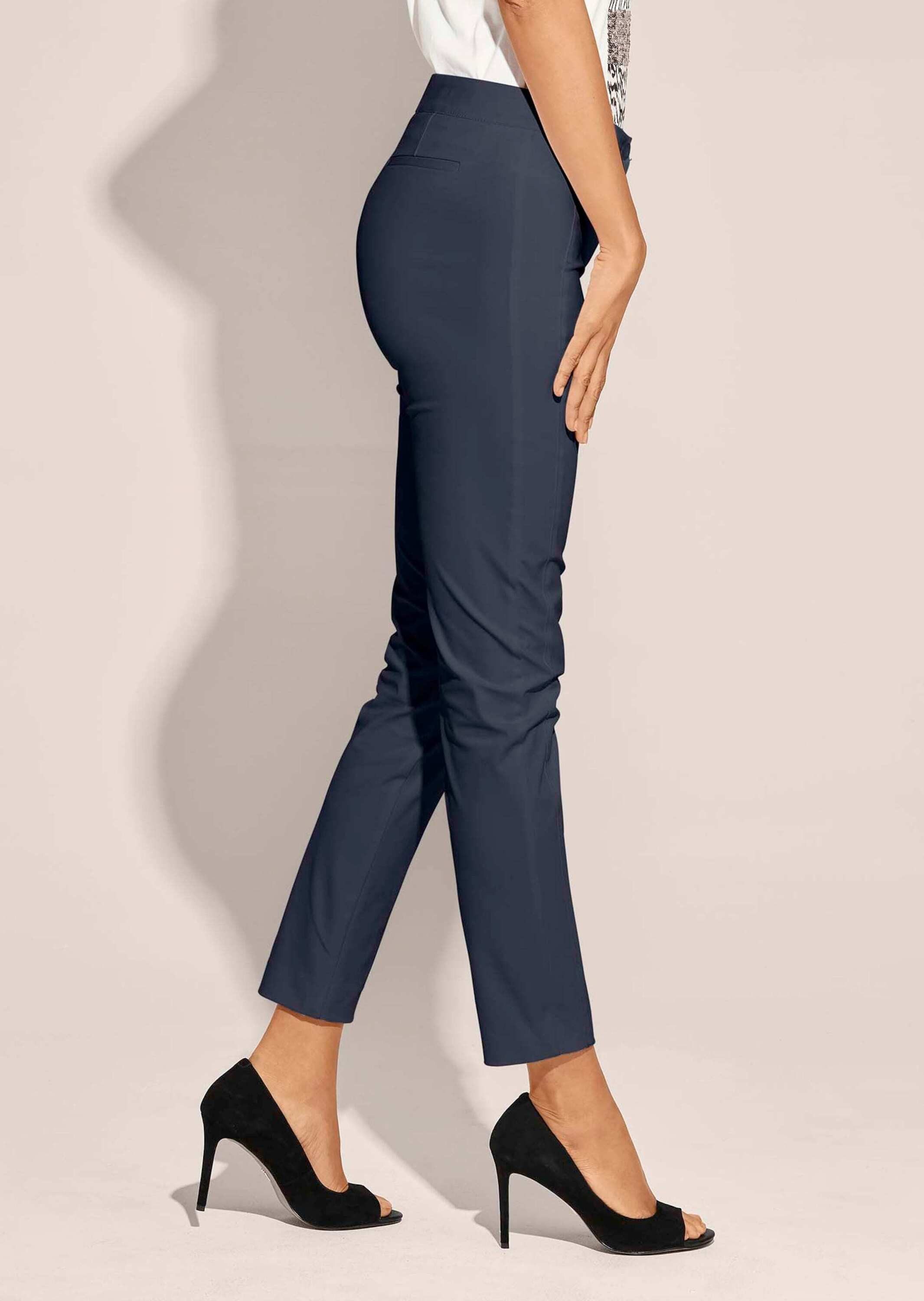 MADELEINE Stoffhose Schlanke Stretch-Hose mit Vichy-Karo Stoffhose in Knöchellänge und ohne Taschen – Bild 3 von 5