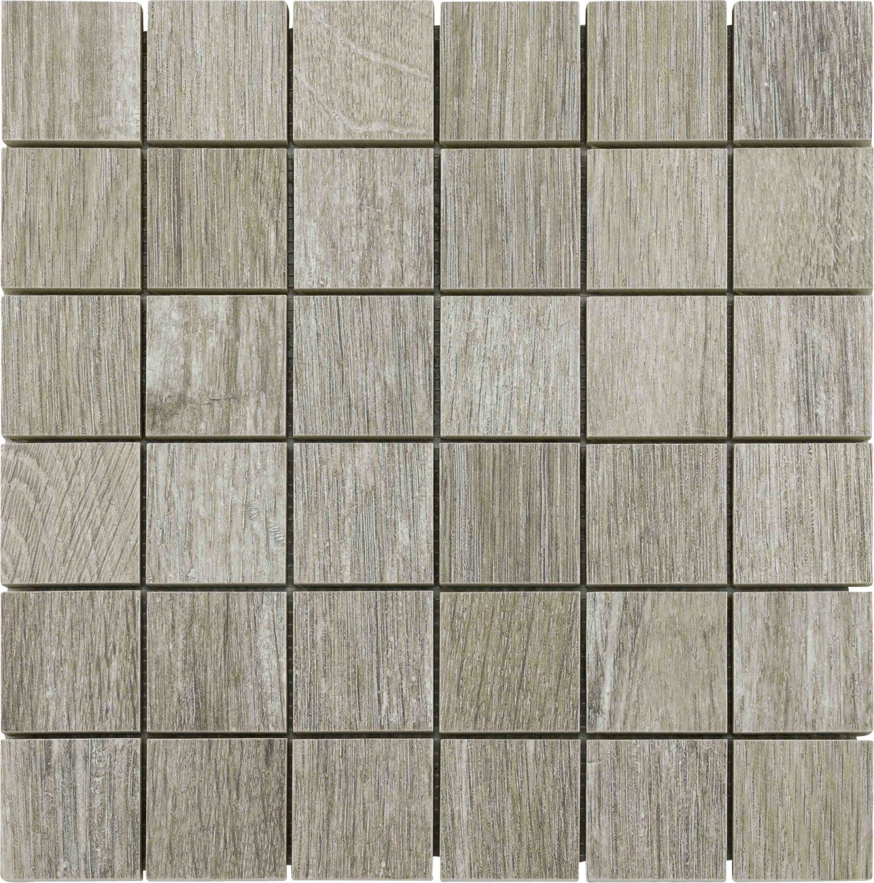 KNG Mosaikfliesen Mosaikfliese Holzoptik 30 x 30 cm eiche grau, Feinsteinzeug, Grau