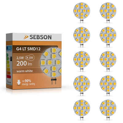SEBSON LED Lampe G4 warmweiß 3W GU4 Stiftsockel 12V Leuchtmittel - 10er Pack LED-Leuchtmittel