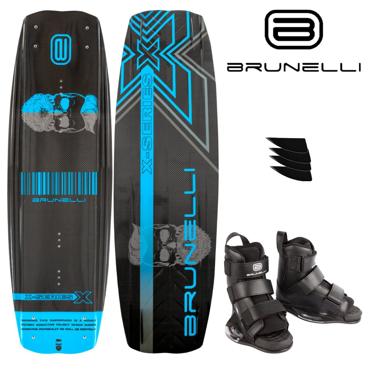 SUP-Board BRUNELLI CARBON Wakeboard SET 138 cm Wake Binding Wakeboardbindung