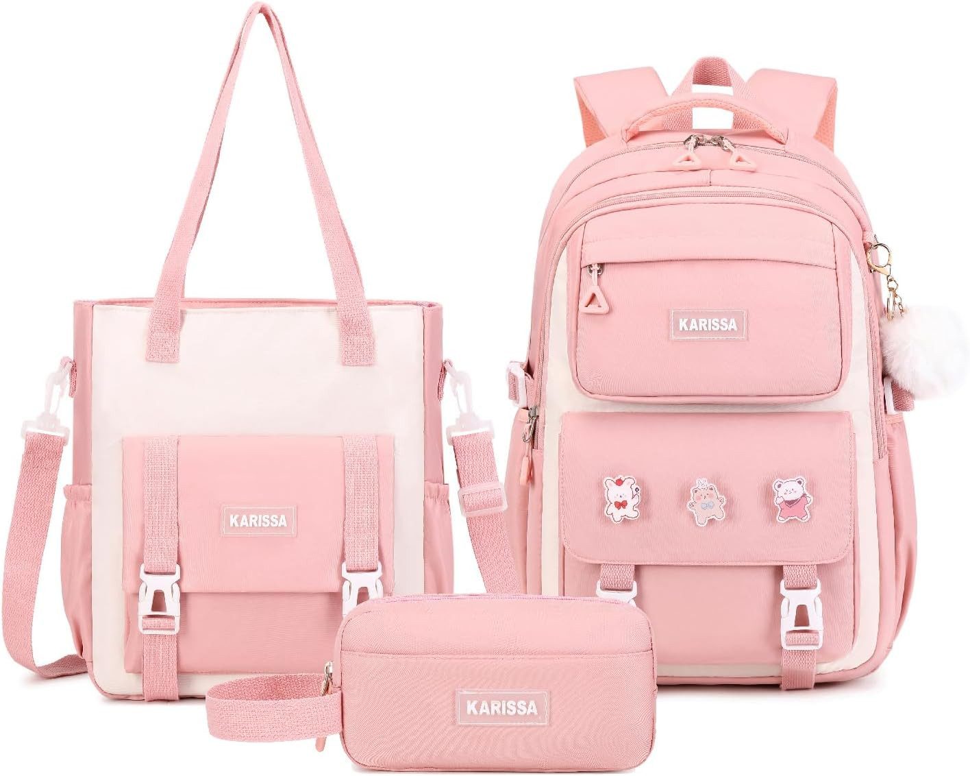 home trends Schulrucksack Mädchenrucksack 3-teilig mit Federmäppchen (Set, 3-tlg., Leichter Schulrucksack mit diebstahlsicherer Rückentasche), Wasserabweisendes Rucksack Set für die Grundschule