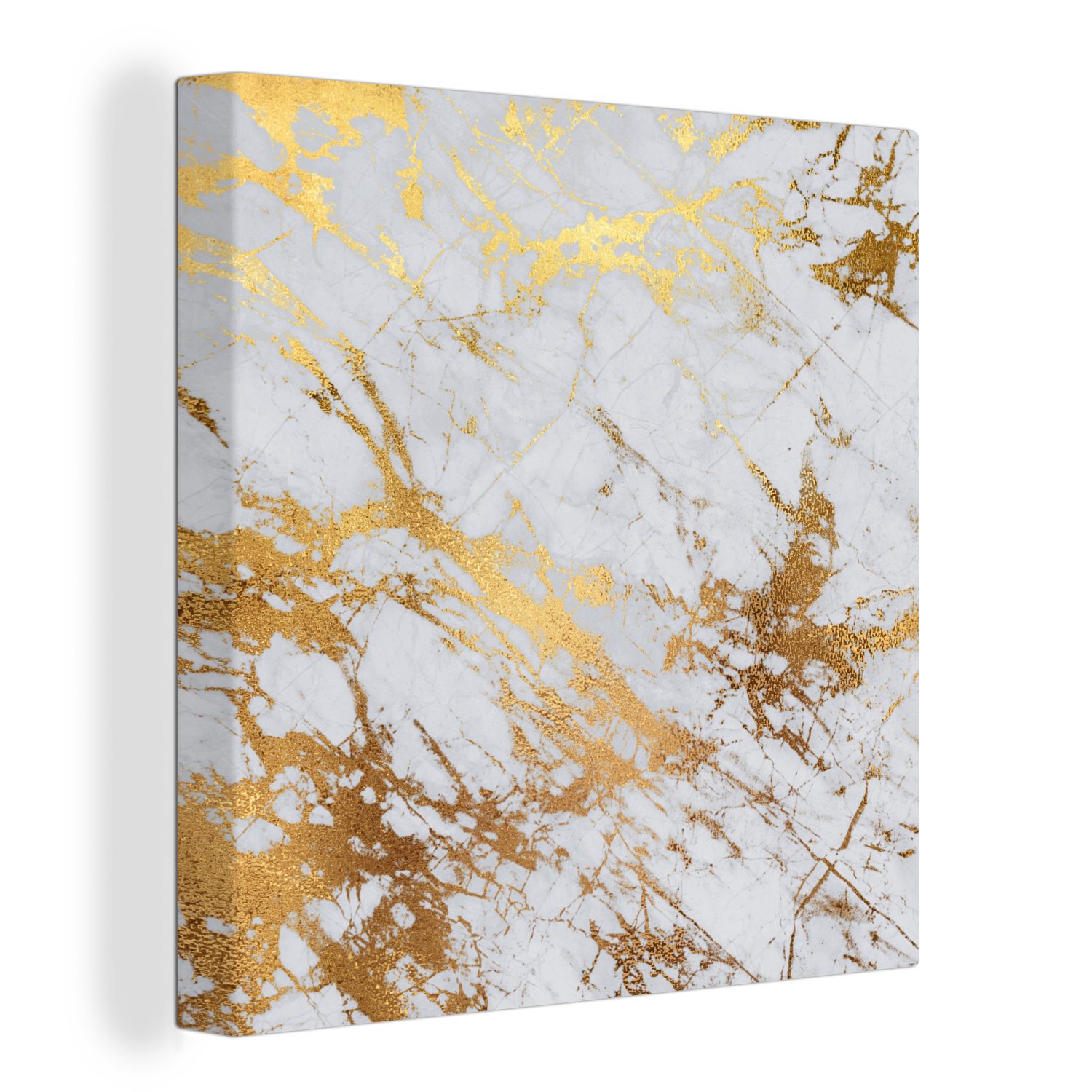 Leinwandbild Marmor - Gold - Weiß