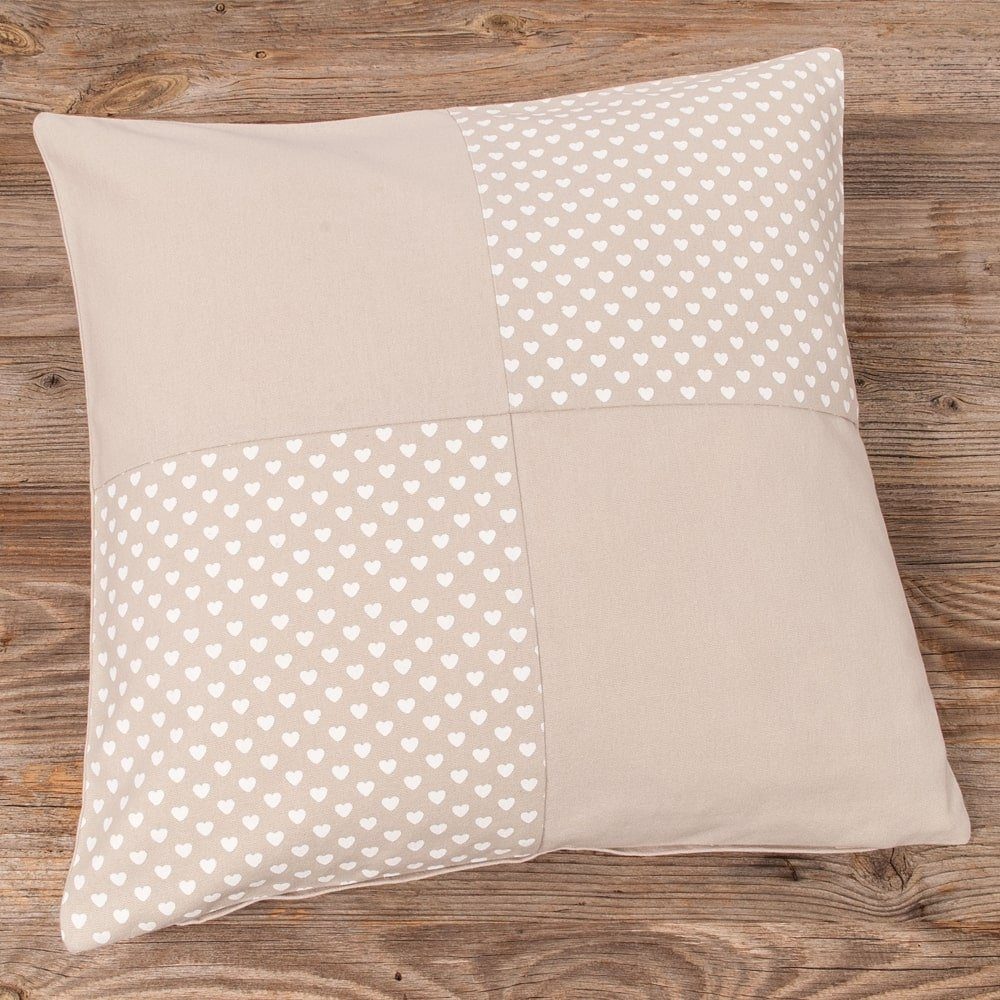 matches21 HOME & HOBBY Kissenbezüge Kissen-Bezug 40x40 cm Vintage Patchwork beige weiß Baumwolle, (1 Stück), Wohnzimmer Kissen-Hülle als Deko-Kissen Zier-Kissen Sofa-Kissen