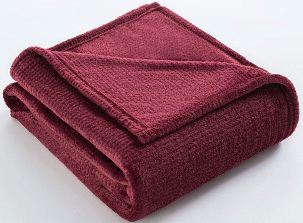 Wohndecke Shakira, Bruno Banani, Weiche Kuscheldecke mit Prägedruck in Waffeloptik, 150x200 cm
