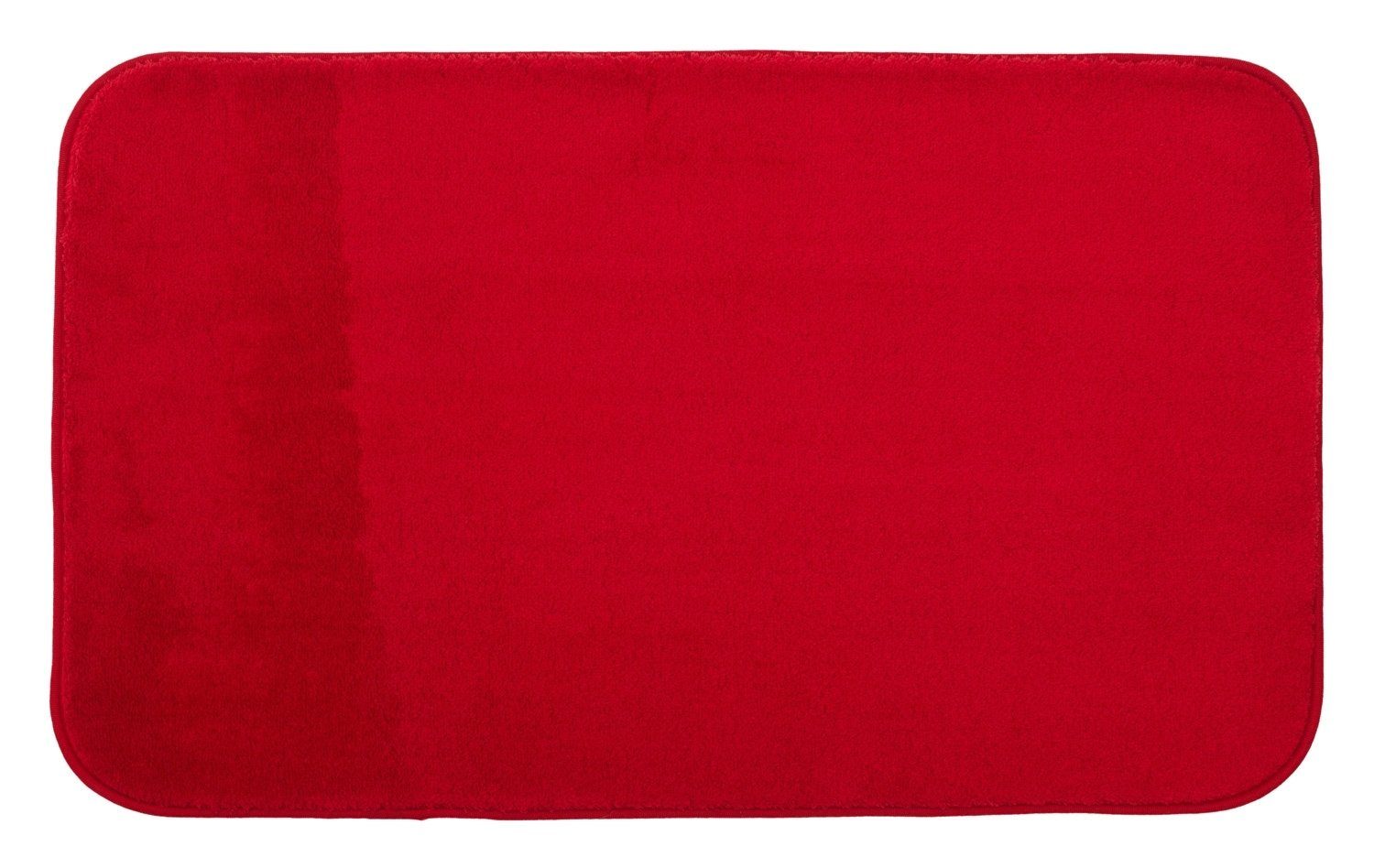 Badematte RIO, Rot, 120 x 70 cm, Uni, rutschhemmend beschichtet, fußbodenheizungsgeeignet, Mikrofaser, rechteckig