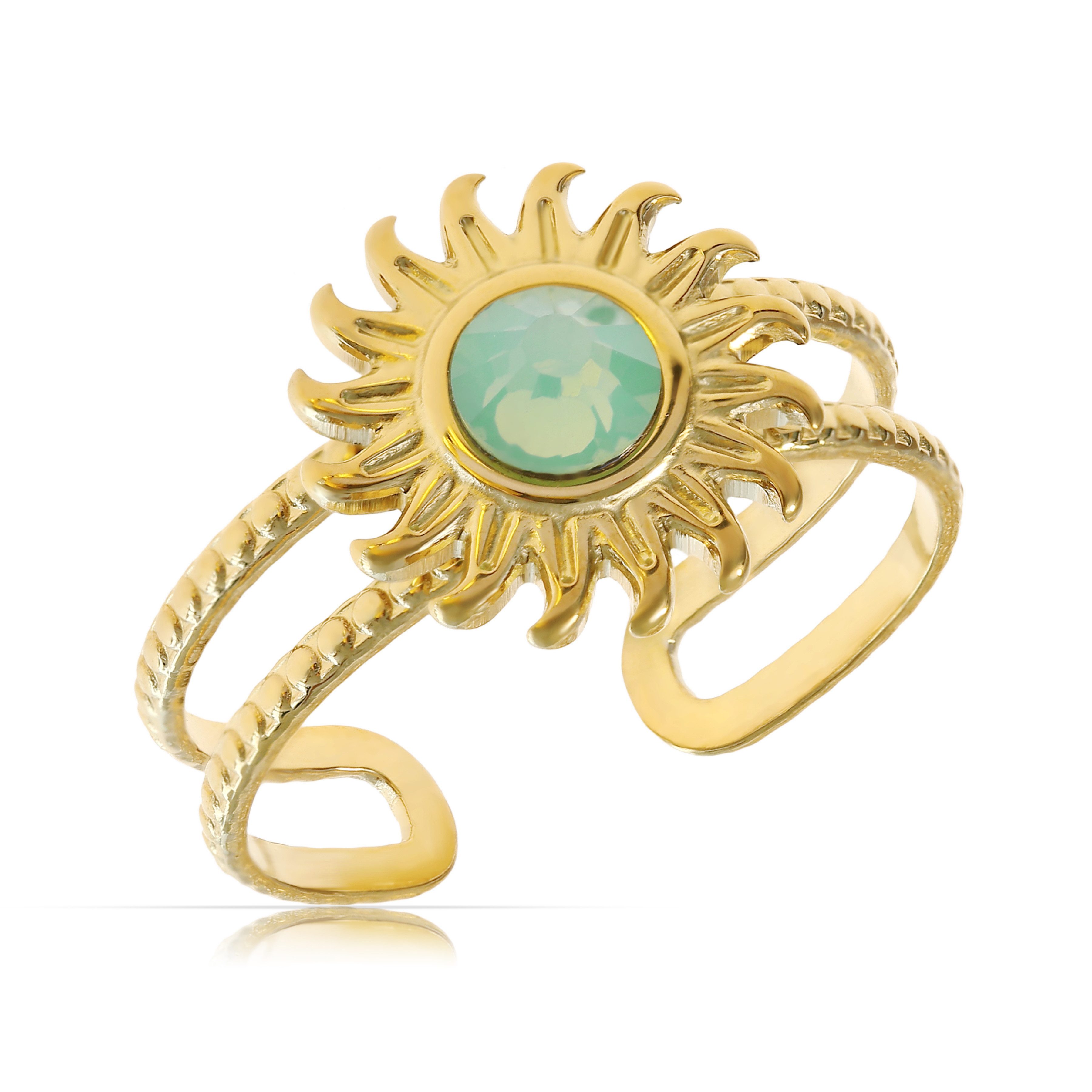 Made by Nami Goldring Damen Ring gold mit Sonnenmotiv türkis verstellbar wa günstig online kaufen