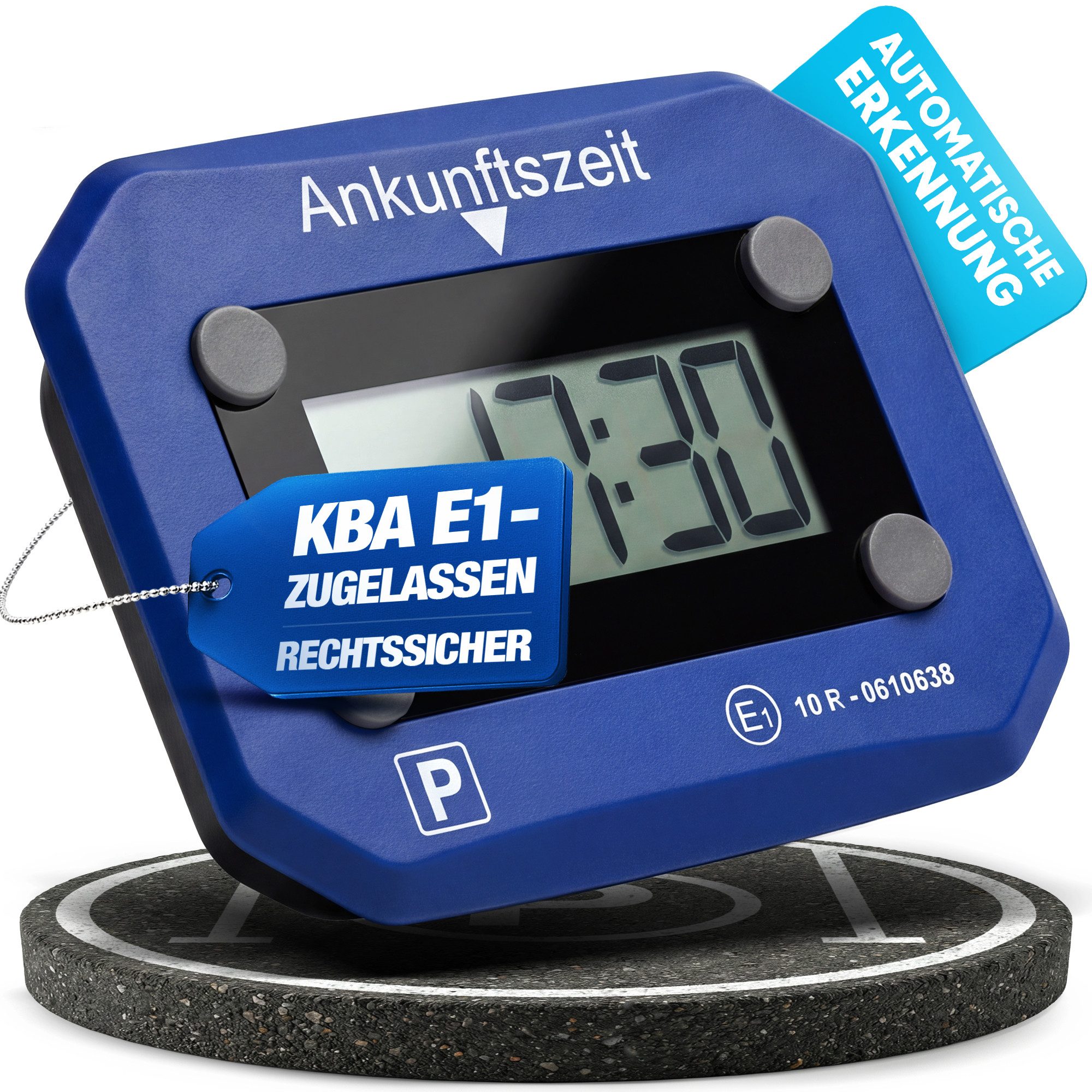NTG Nutzfahrzeug Technik GmbH elektronische Parkscheibe E1 mit KBA-Zulassung für DE, automatische Parkscheibe (Automatik-Erkennung, Digitale Zeitanzeige)