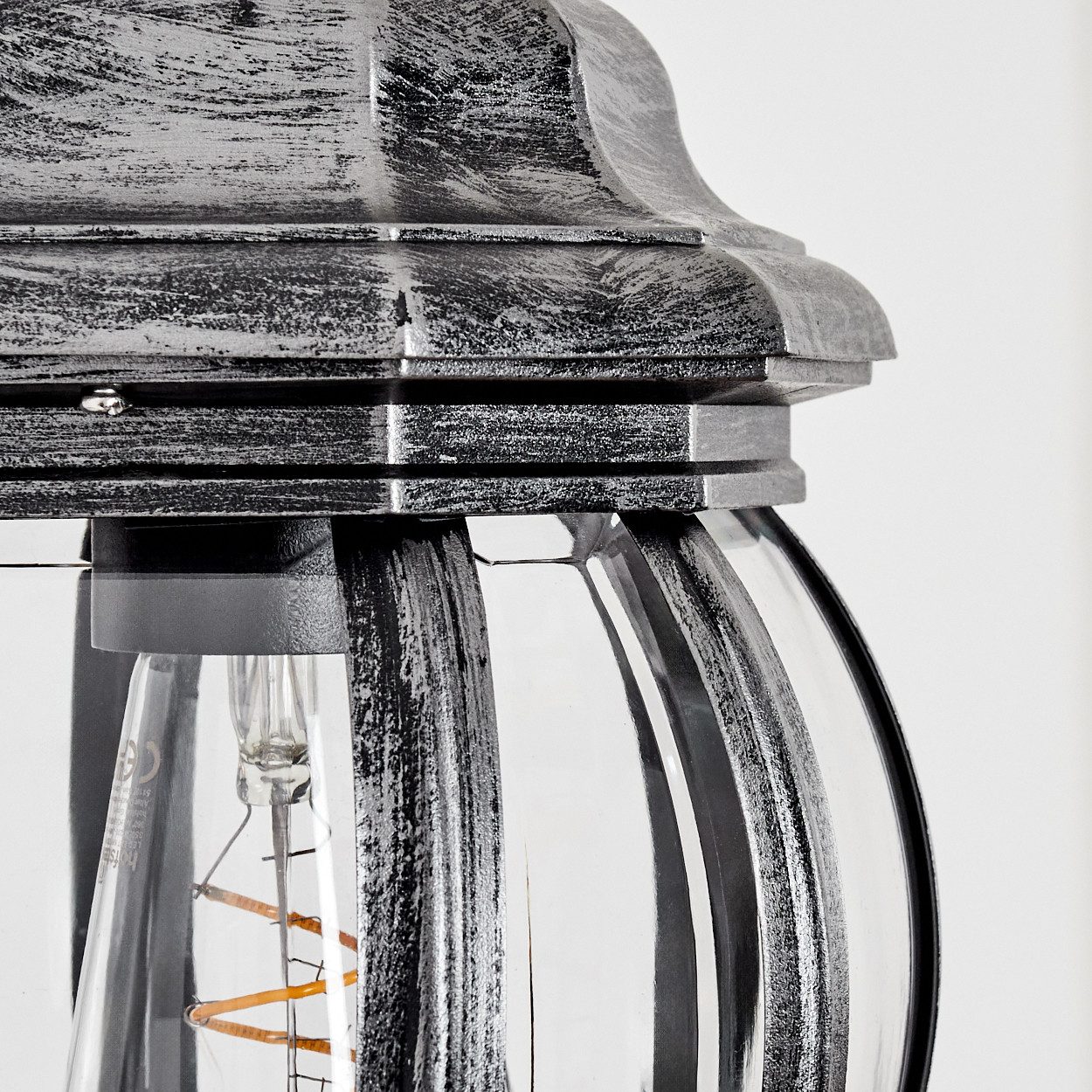 hofstein Außen-Wandleuchte Außenwandlampe aus Metall/Glas in Schwarz/Silberfarben/Klar, ohne Leuchtmittel, Wandleuchte außen abwärts im Retro/Vintage/Antik-Design, E27, IP44