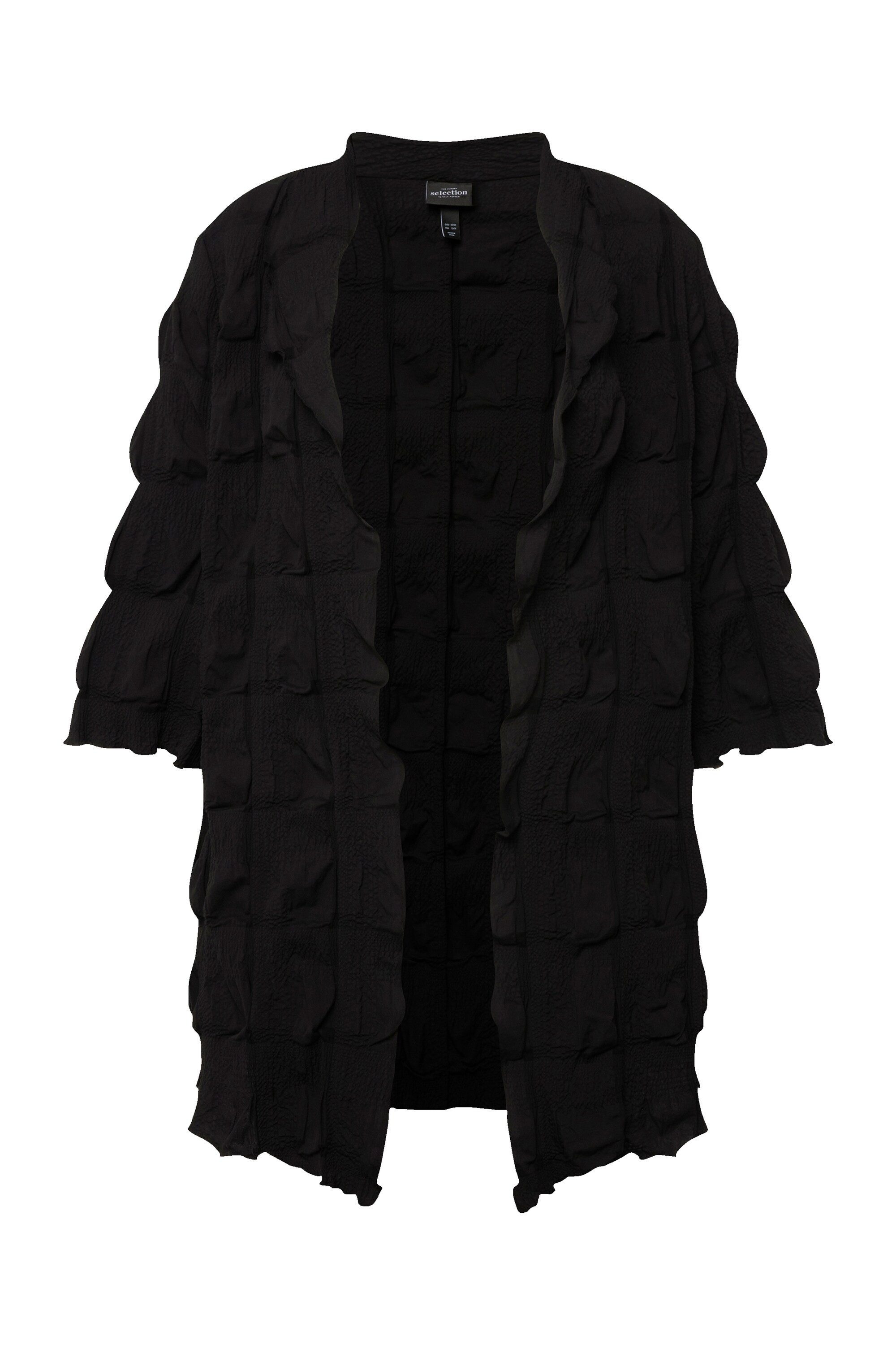 Ulla Popken Sommerjacke Jacke 3D-Struktur A-Linie V-Ausschnitt 3/4-Arm günstig online kaufen