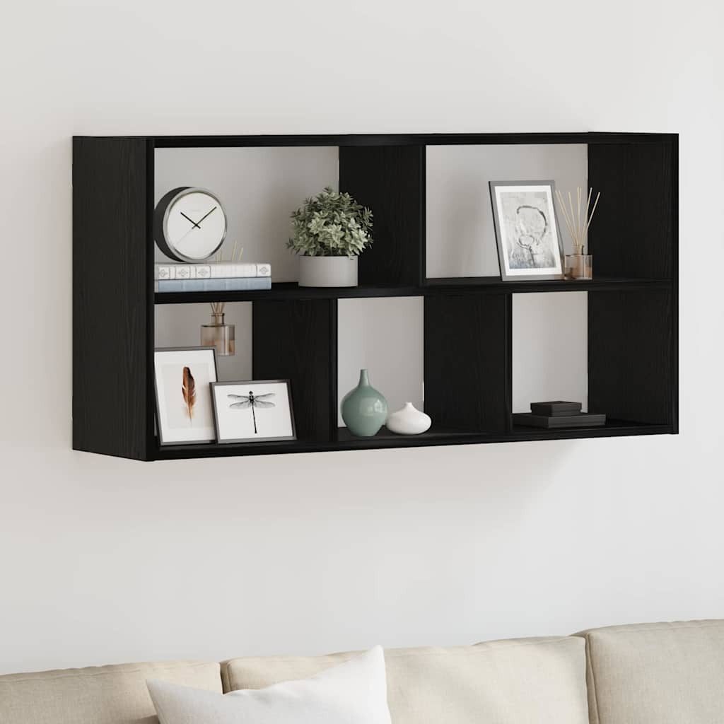 vidaXL Regal Wandregal Schwarz Eichen-Optik 100x25x50 cm Holzwerkstoff, 1-tlg.