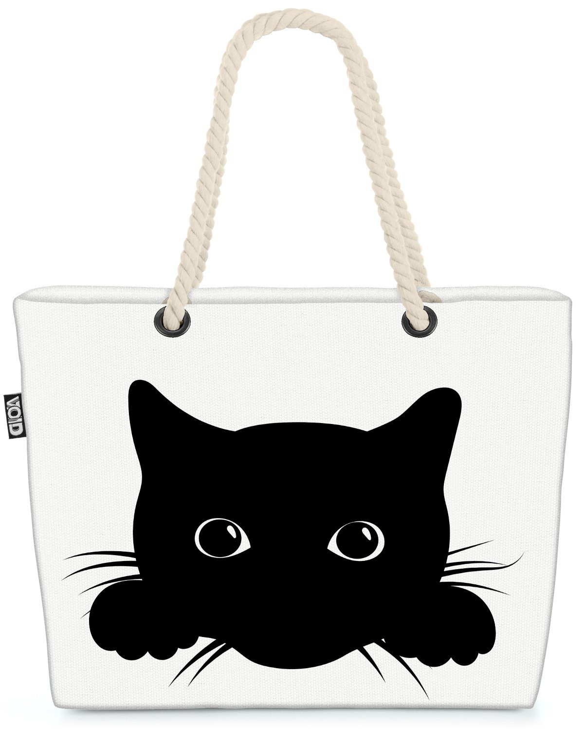 VOID Strandtasche (1-tlg), Schwarze Katze Haustier Schwarze Katze Haustier Tier Cat Kätzchen Spi
