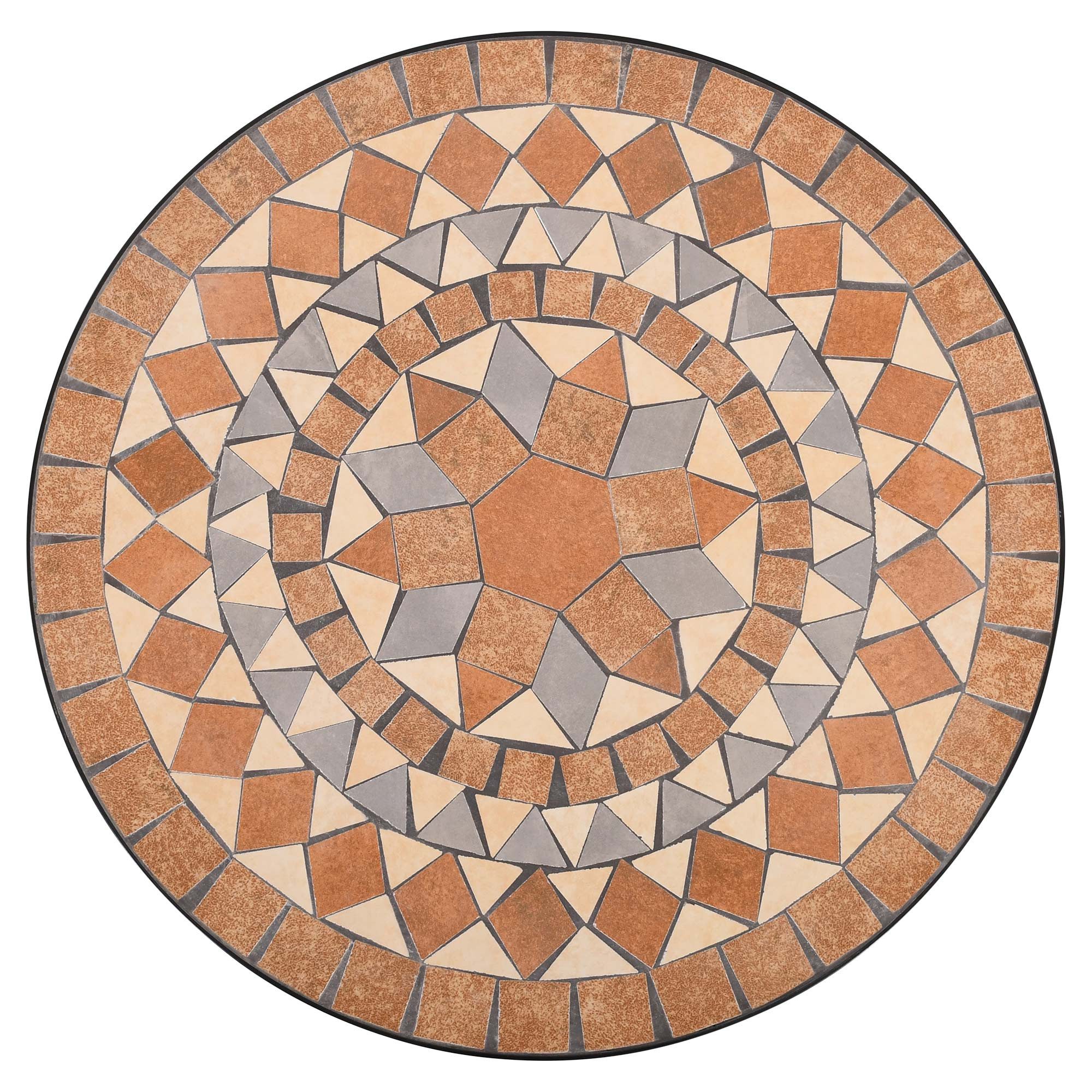 Raburg Gartentisch Mosaiktisch, Balkon- und Terrassentisch, 60 cm Ø, 72 cm hoch, Mayla (rund), liebevolle Handarbeit, Mosaikmuster, schwarzes Metallgestell