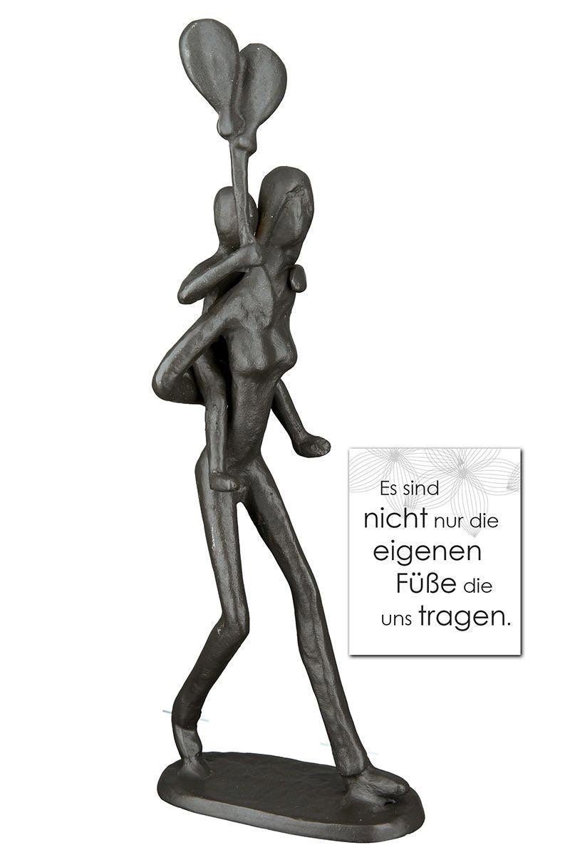 by braun cm, Metall, St), Design 23 Casablanca Höhe Dekoobjekt, Kind, Gilde Wohnzimmer Skulptur aus mit Dekofigur (1 Frau Huckepack,