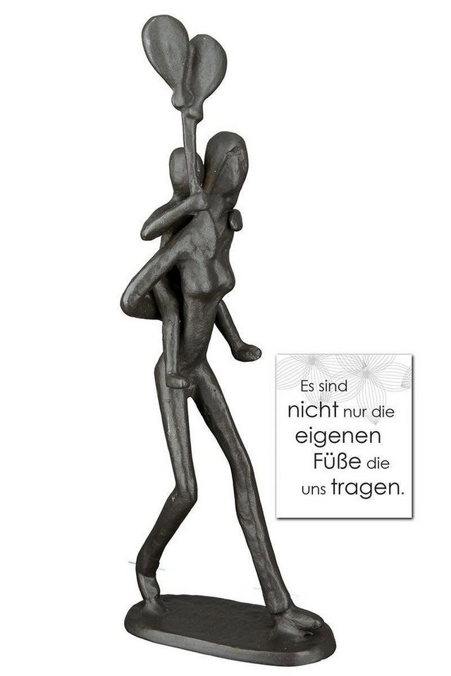 Casablanca by Gilde Dekofigur Design Skulptur Huckepack, braun (1 St),  Dekoobjekt, aus Metall, Höhe 23 cm, Frau mit Kind, Wohnzimmer