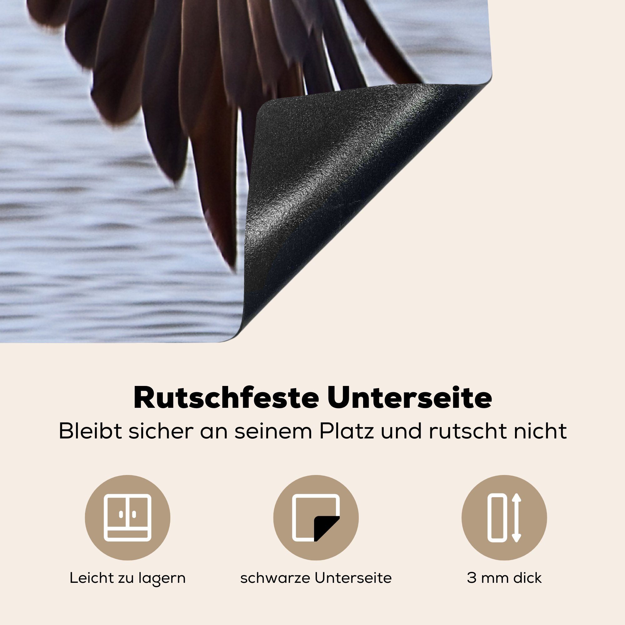 78x78 cm, einen Arbeitsplatte Weißkopfseeadler für Herdblende-/Abdeckplatte Vinyl, tlg), Amerikanischer Biss, MuchoWow Ceranfeldabdeckung, (1 hat küche