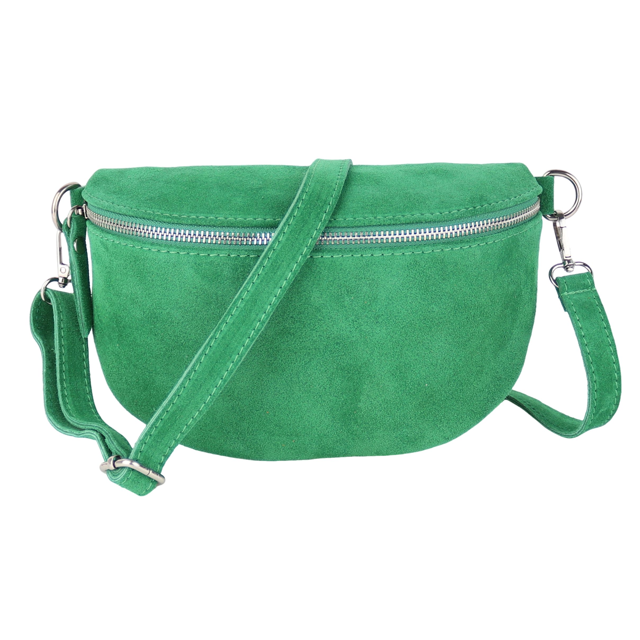 MIRROSI Bauchtasche Damen, Veloursleder, Made in Italy,Umhängetasche; Brusttasche (Schultertasche für jeden Anlass, 28x18x9 cm), Crossbody Bag, Schwarz, gemusterten& verstellbaren Schulterriemen