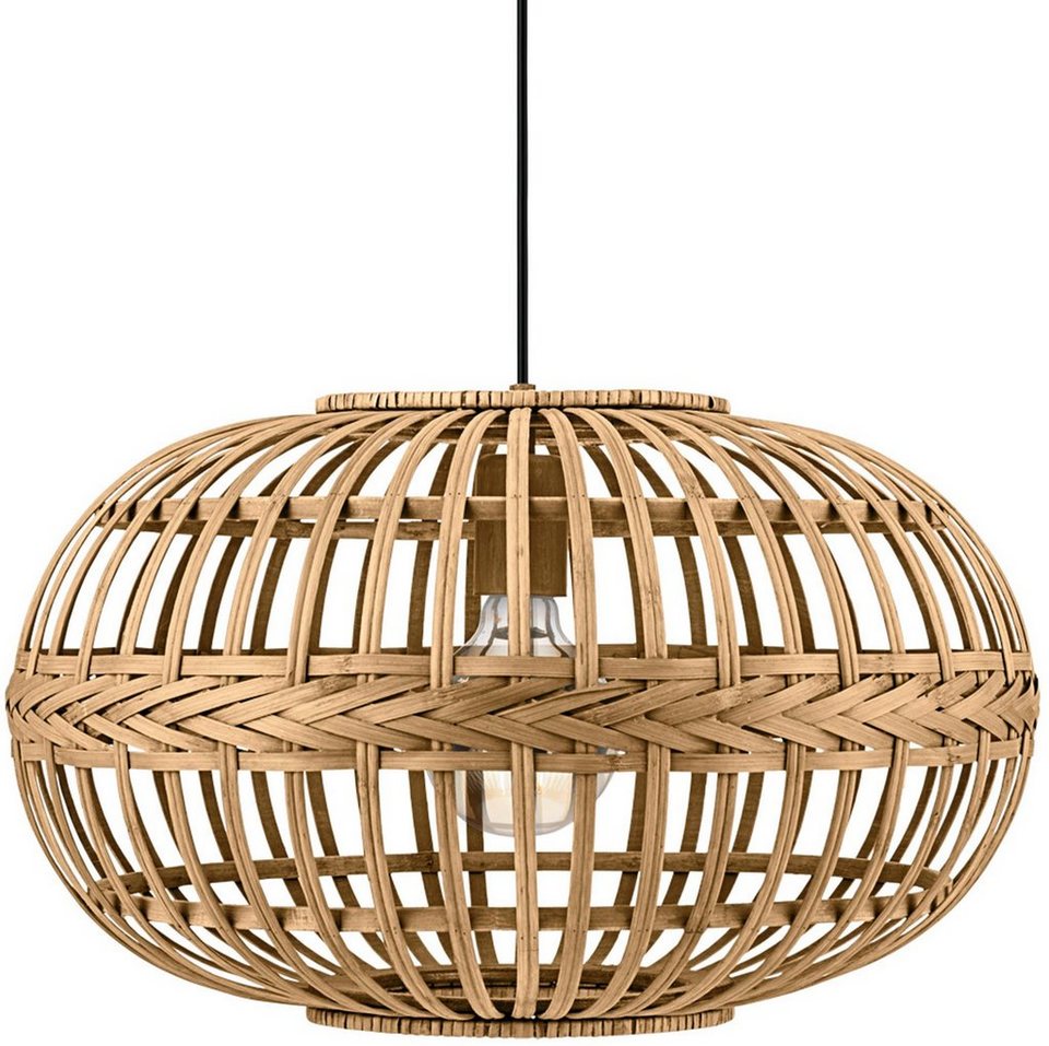 EGLO Pendelleuchte AMSFIELD, ohne Leuchtmittel, braun / Ø38 x H110 cm / exkl.  1 x E27 (je max. 60W) / Lampe aus Holz, Pendelleuchte »Amsfield«