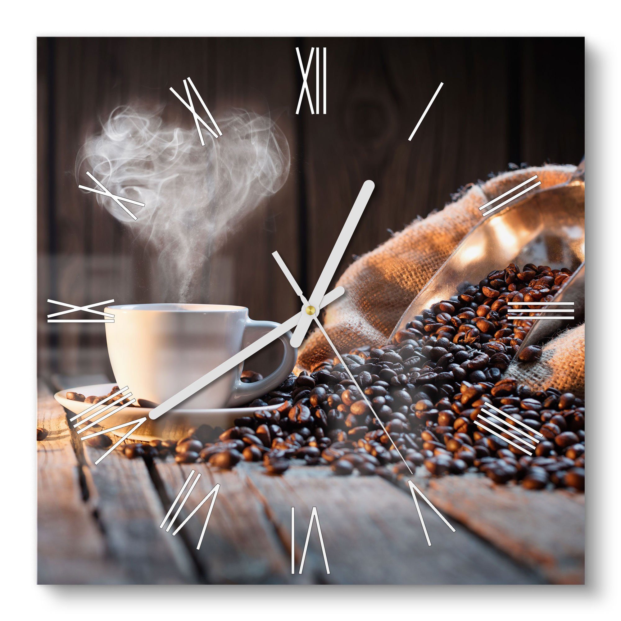 DEQORI Wanduhr 'Rustikale Kaffeeliebe' (Glas Glasuhr günstig online kaufen