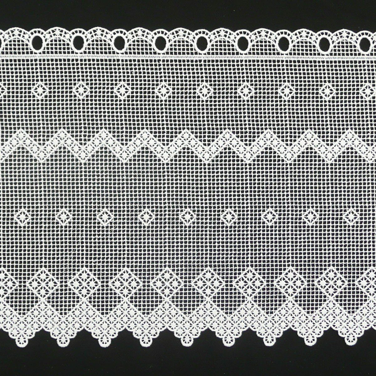 Thumbnail - SCHÖNER LEBEN. Stoff Häkelgardine Spitzenborte creme Verzierung Vierecke Meterware B:40cm