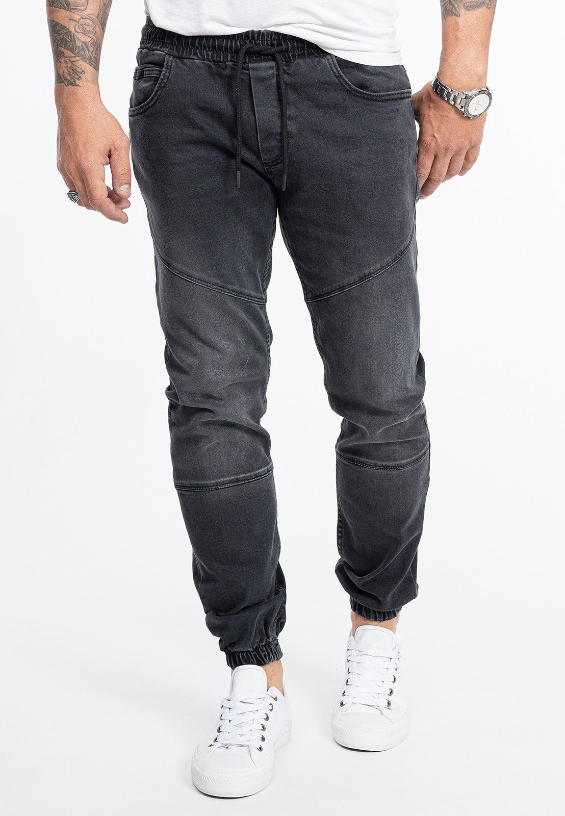 Rock Creek Regular-fit-Jeans Herren Jeans Jogger-Style Dunkelgrau RC-2190