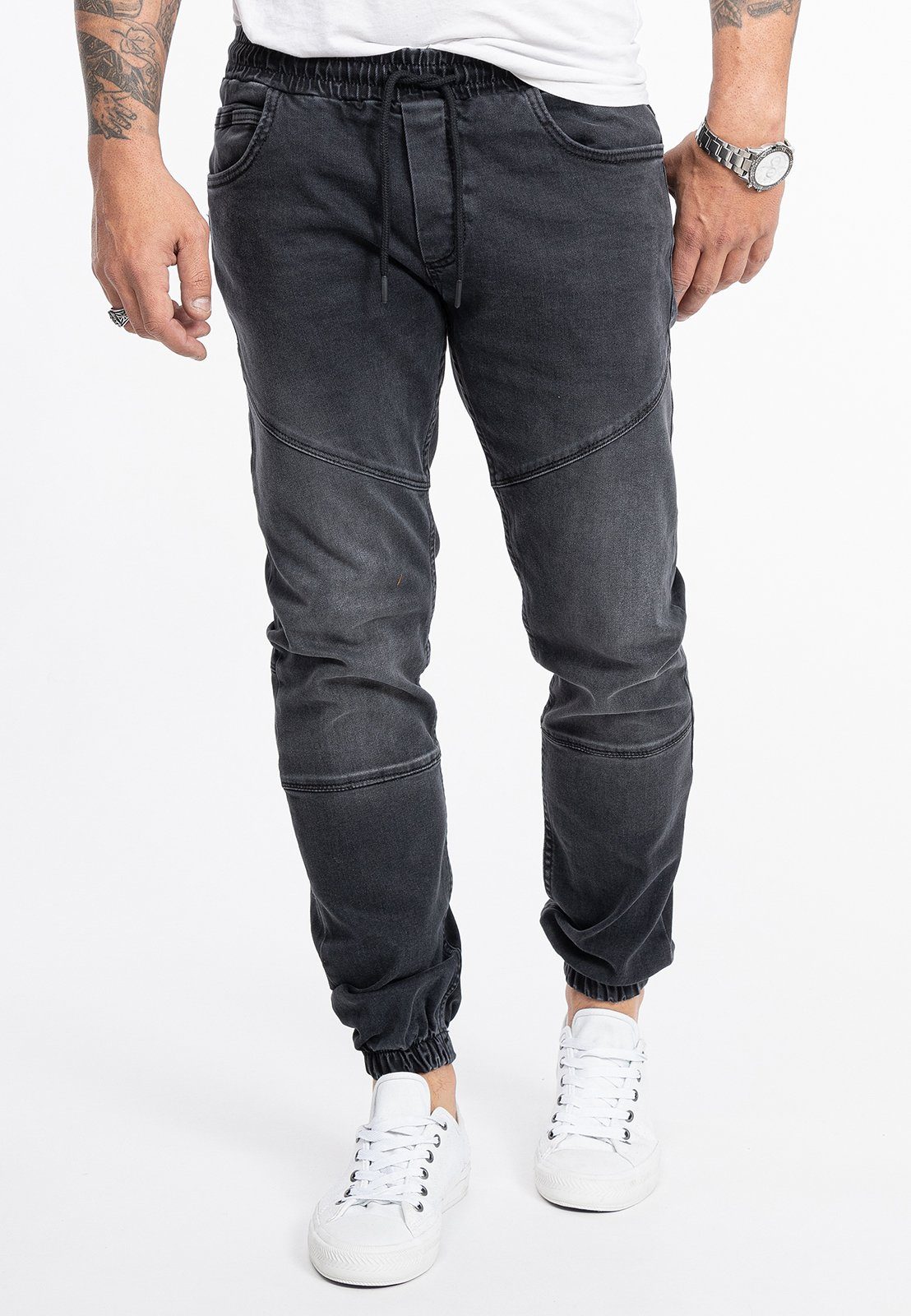 Rock Creek Regular-fit-Jeans Herren Jeans Jogger-Style Dunkelgrau RC-2190 günstig online kaufen