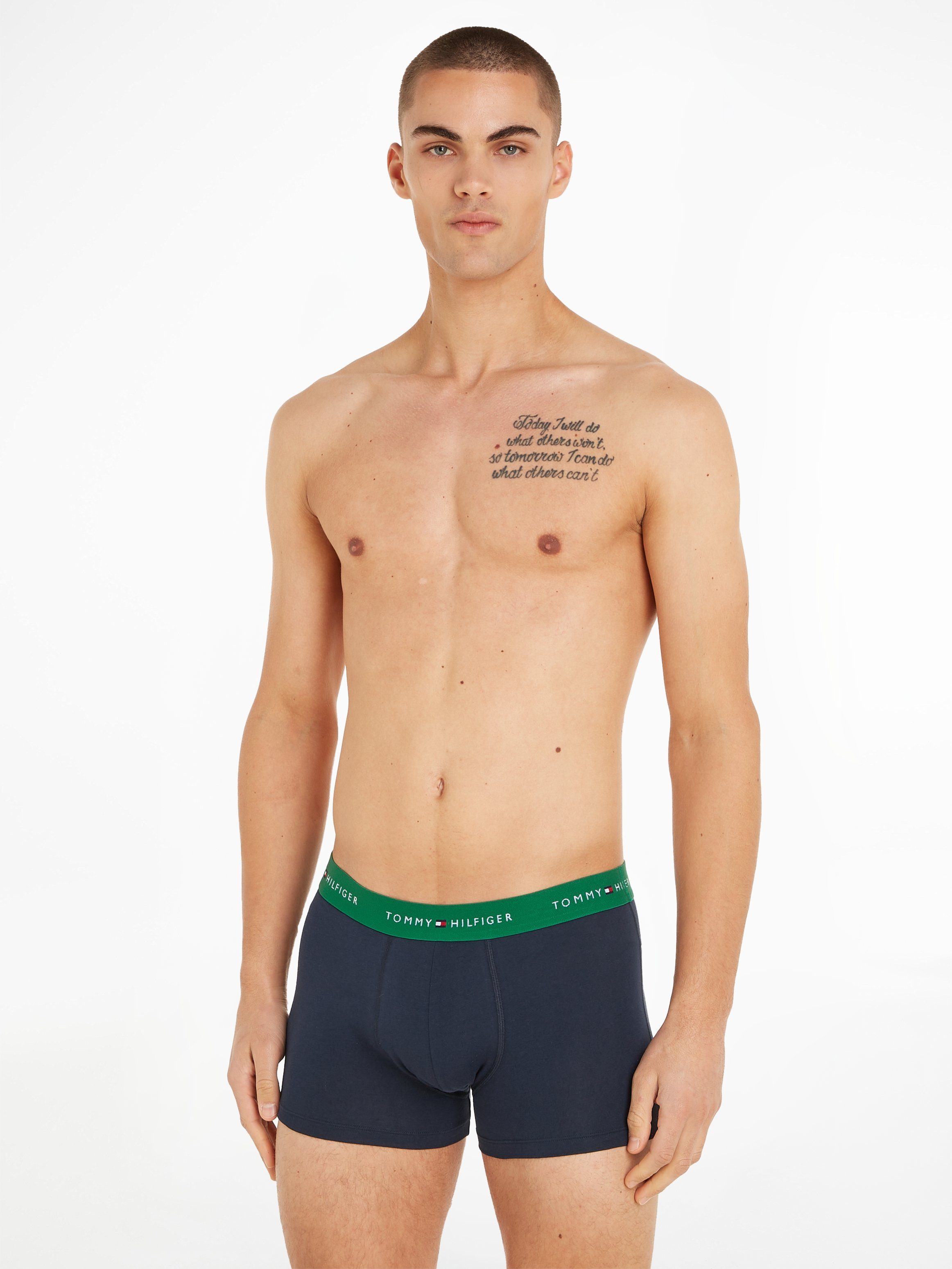 Tommy Hilfiger Underwear sky mit TRUNK green/desert 3er-Pack) WB 3-St., Logo-Elastikbund rouge/nouveau (Packung, 3P Trunk