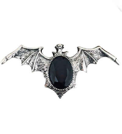 Widmann S.r.l. Kostüm Fledermaus Ring mit schwarzem Stein, Silber - Vam