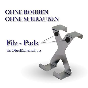 Bestlivings Türhaken Garderobenhaken zum einhängen, Badezimmer, Türen, Kleiderschränke, (2-St., (4 Haken), Garderobenhaken - Fensterhaken Metall ohne Bohren Kleben