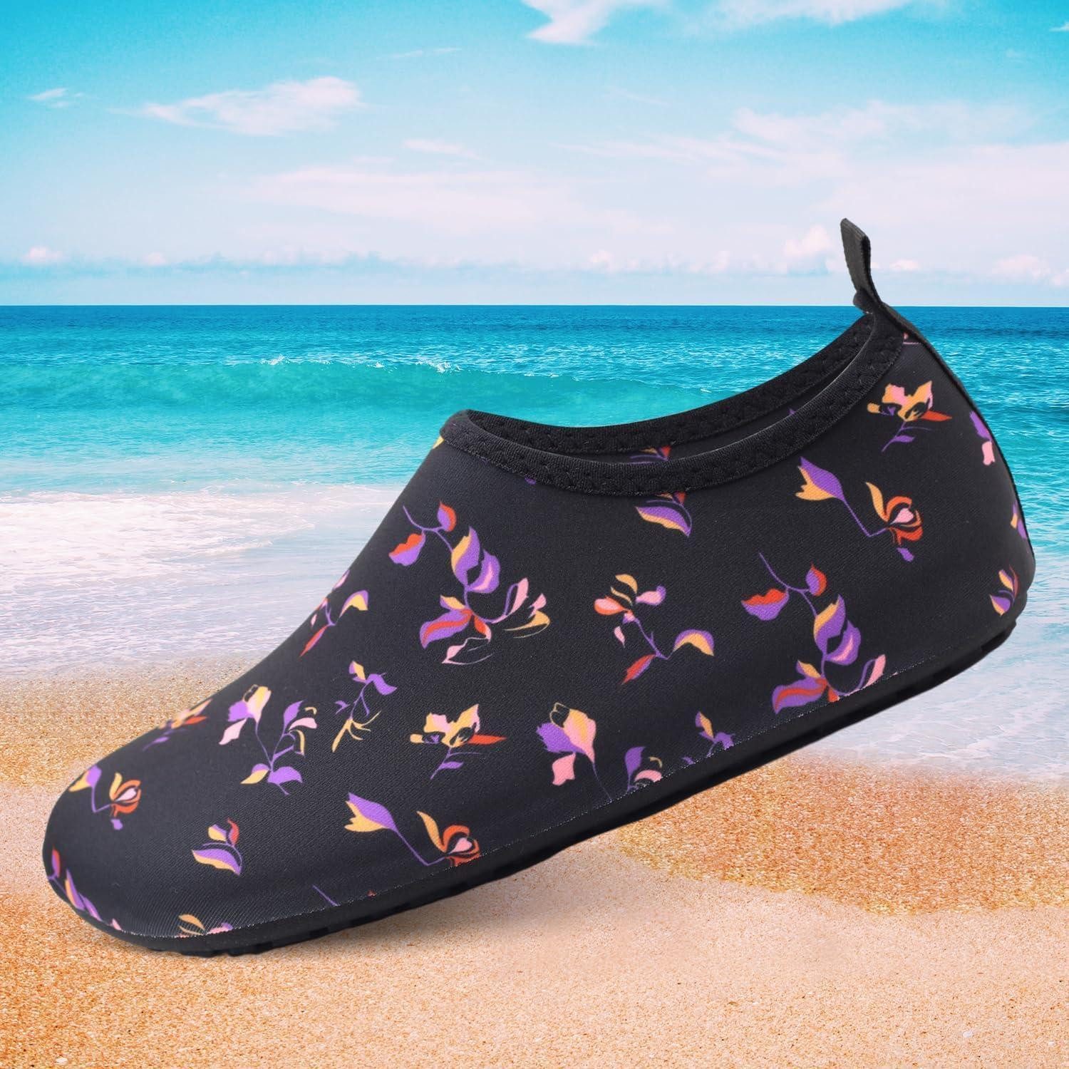 LuxusKollektion Wasserschuhe Herren Damen Badeschuhe 40 41 EU 38 Schwarz Blume Wasserschuh